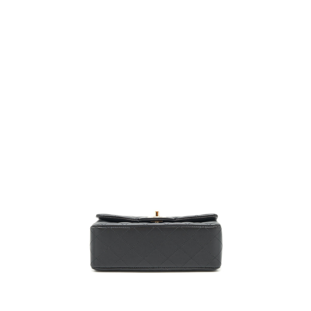 CHANEL MINI RECTANGULAR FLAP BAG LAMBSKIN BLACK LGHW (MICROCHIP)