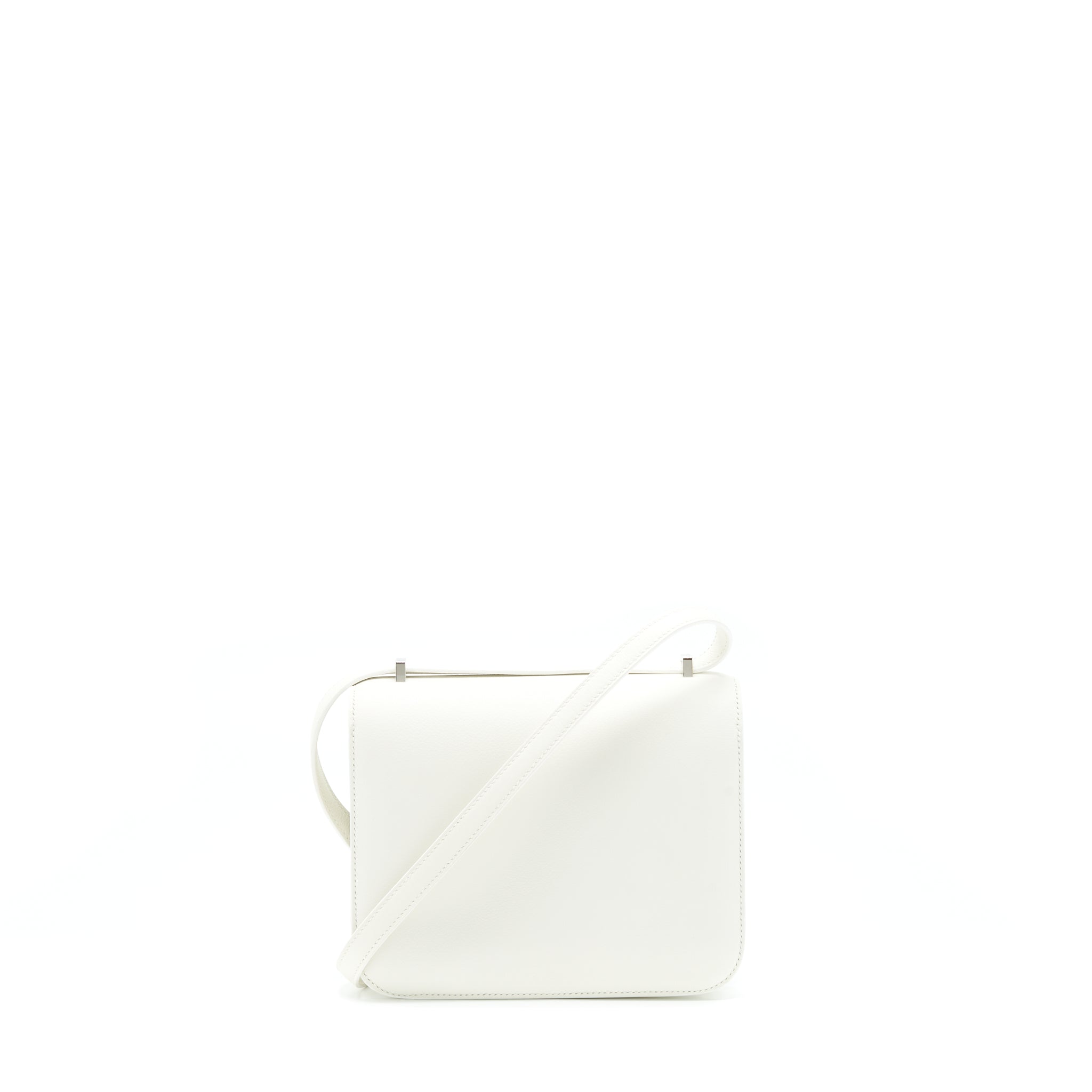 HERMES MINI CONSTANCE EVERCOLOR BLANC / ALLIGATOR BUCKLE/TERRE