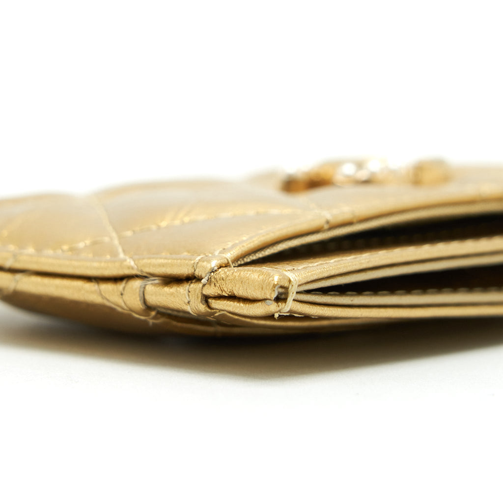 CHANEL CC LOGO CARD HOLDER GOLD LAMBSKIN