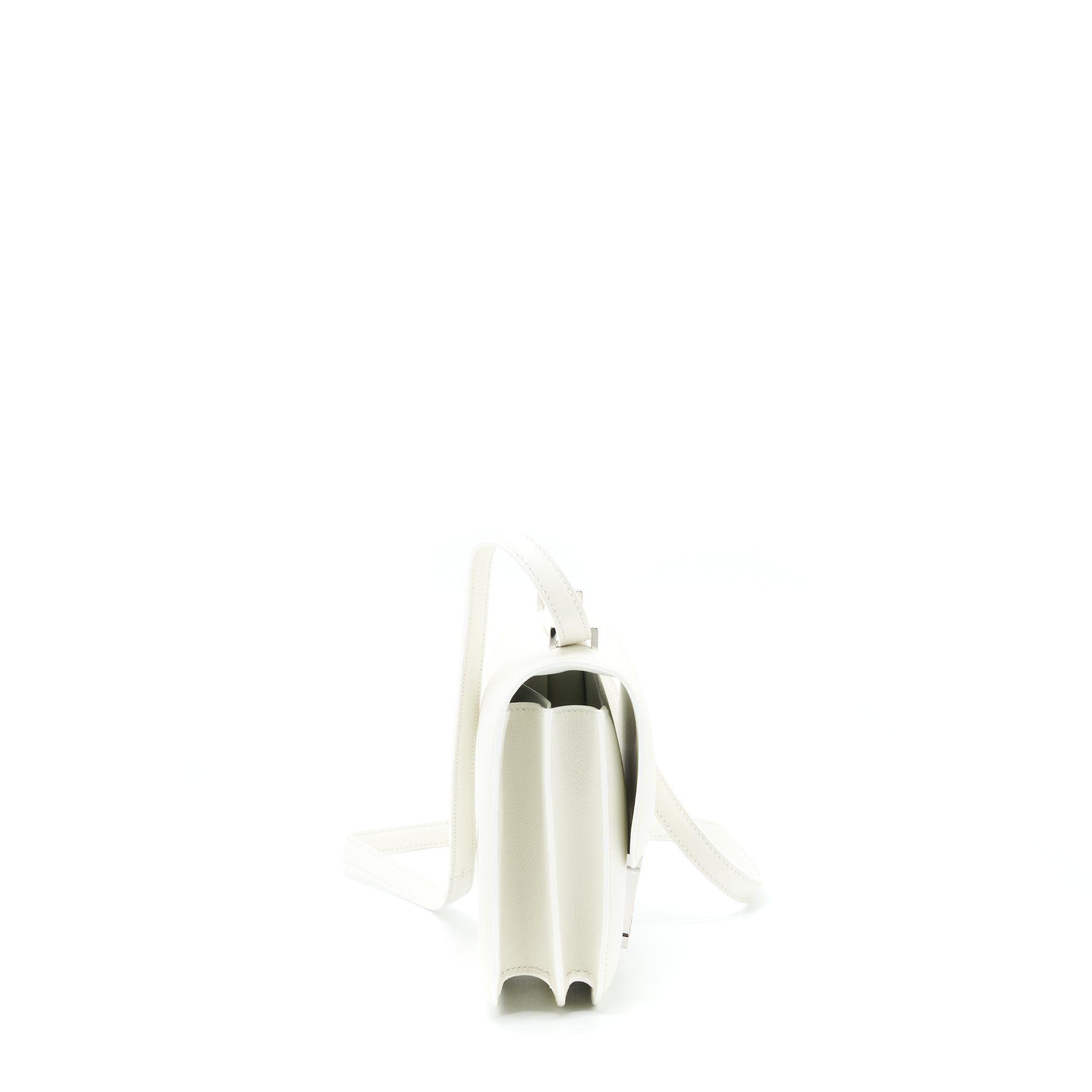 HERMES MINI CONSTANCE EVERCOLOR BLANC / ALLIGATOR BUCKLE/TERRE