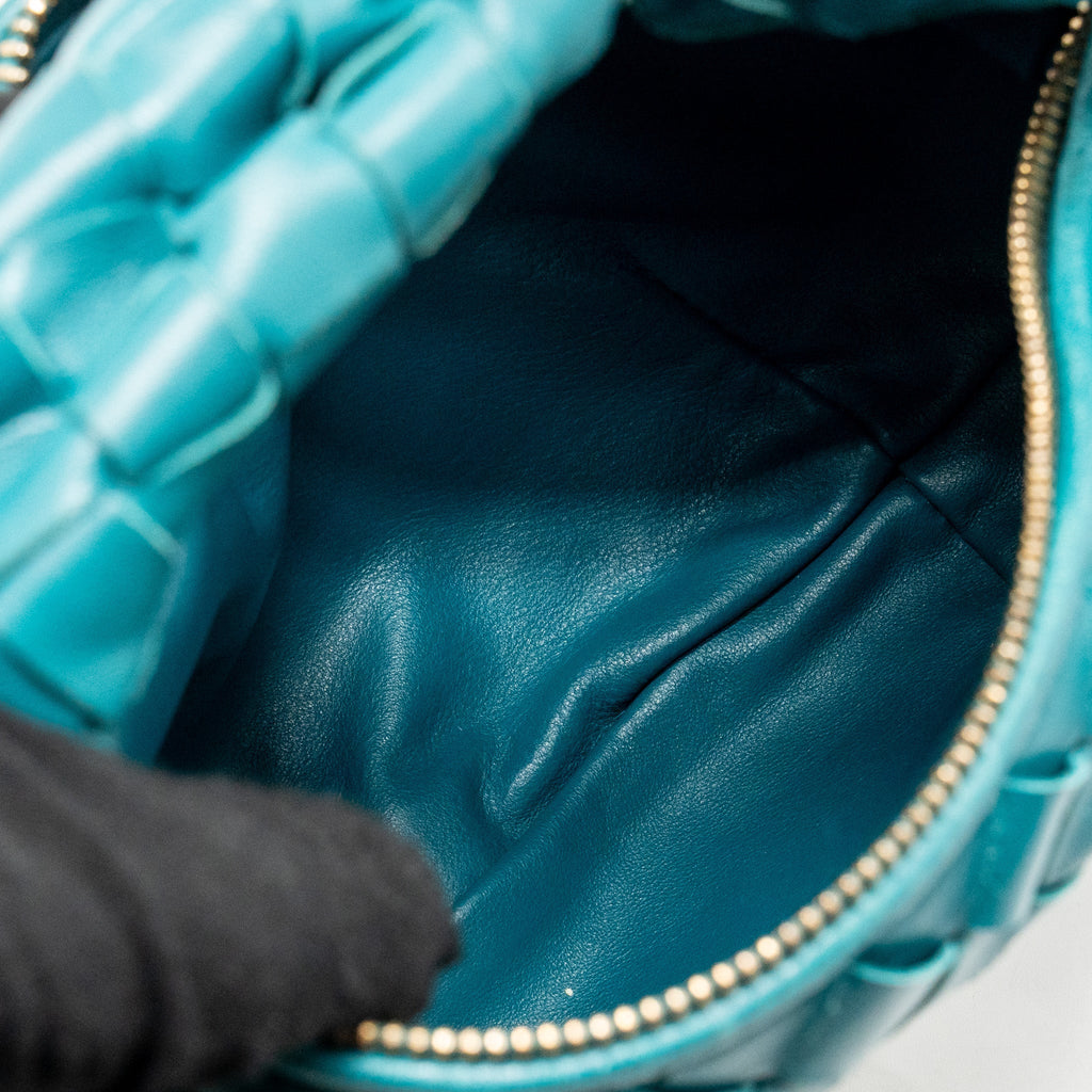 BOTTEGA VENETA MINI JODIE LAMBSKIN BLUE GHW