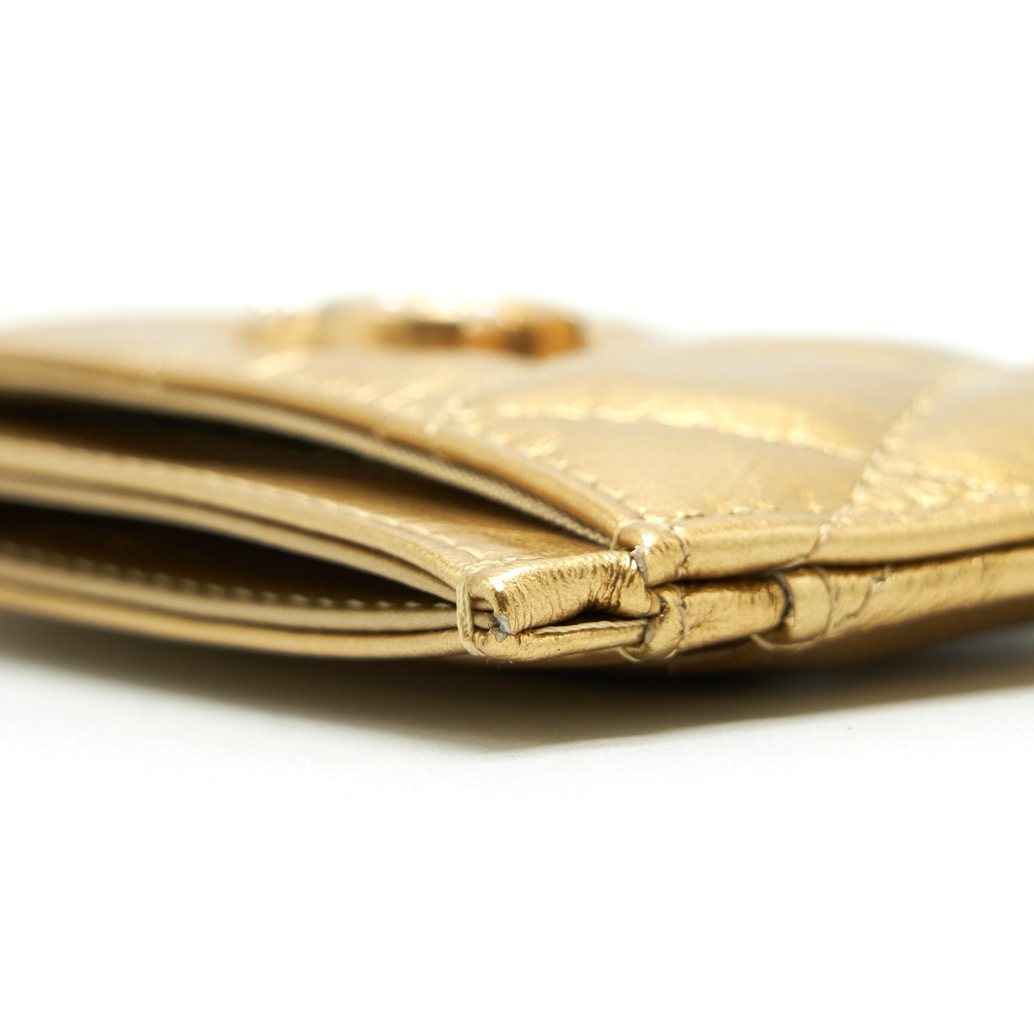 CHANEL CC LOGO CARD HOLDER GOLD LAMBSKIN