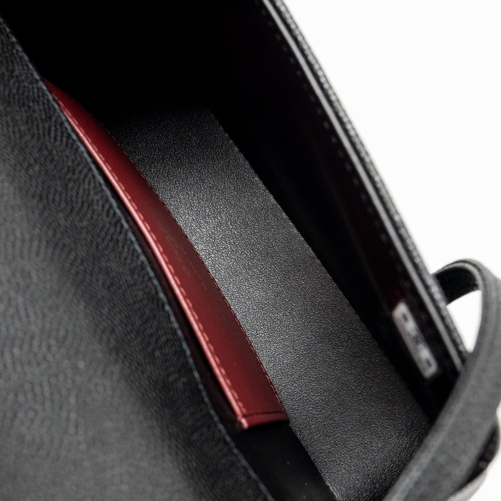 CHANEL 26P PREPPY COCO CLUTCH WITH LEATHER STRAP GRAINED SHINY CALFSKIN BLACK GHW (MICROCHIP)
