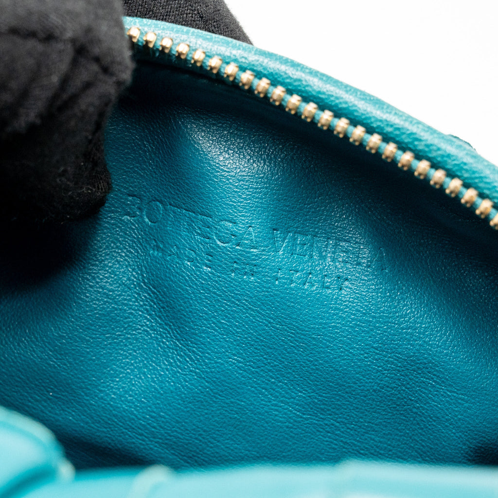 BOTTEGA VENETA MINI JODIE LAMBSKIN BLUE GHW