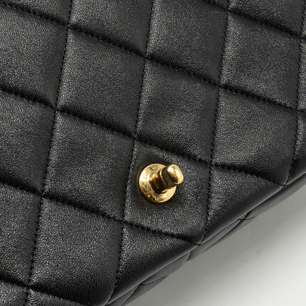 CHANEL GIANT CHAIN QUILTED LARGE FLAP BAG LAMBSKIN BLACK GHW (MICROCHIP)