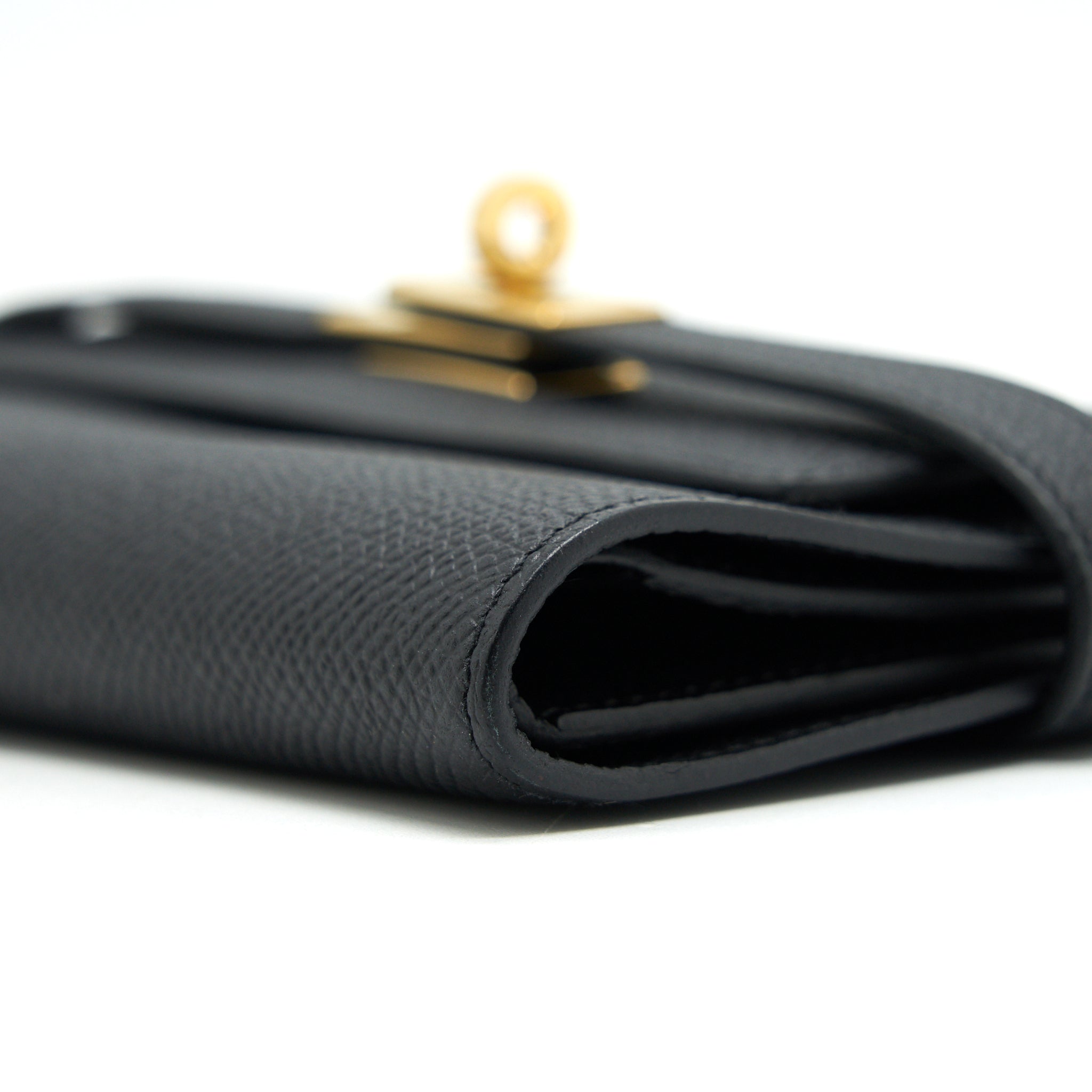 HERMES KELLY WALLET COMPACT WALLET BLACK GHW