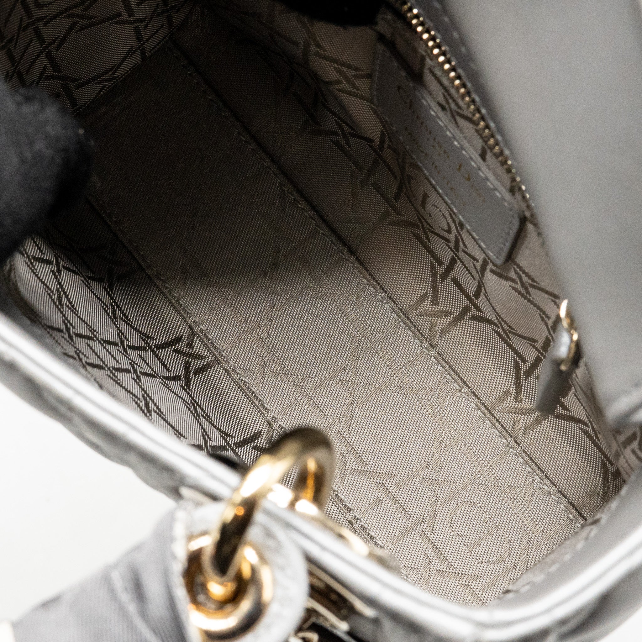 DIOR MINI LADY DIOR LAMBSKIN LIGHT GREY LGHW
