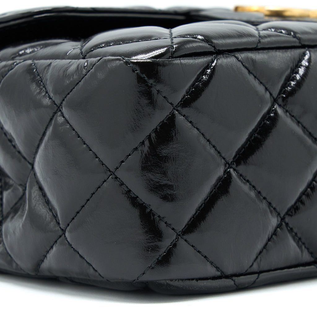CHANEL 23C HOBO BAG SHINY CALFSKIN BLACK BRUSHED GHW (MICROCHIP)