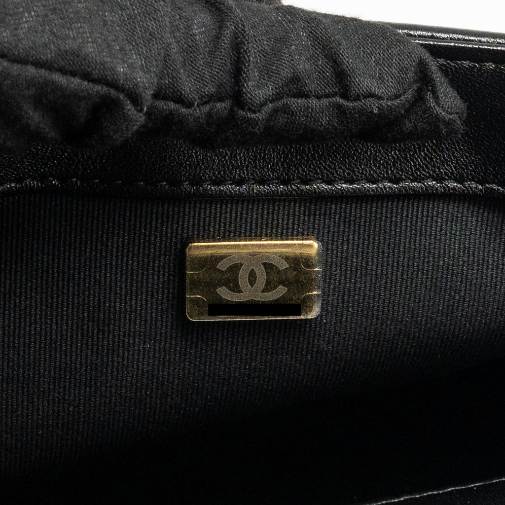CHANEL GIANT CHAIN QUILTED LARGE FLAP BAG LAMBSKIN BLACK GHW (MICROCHIP)