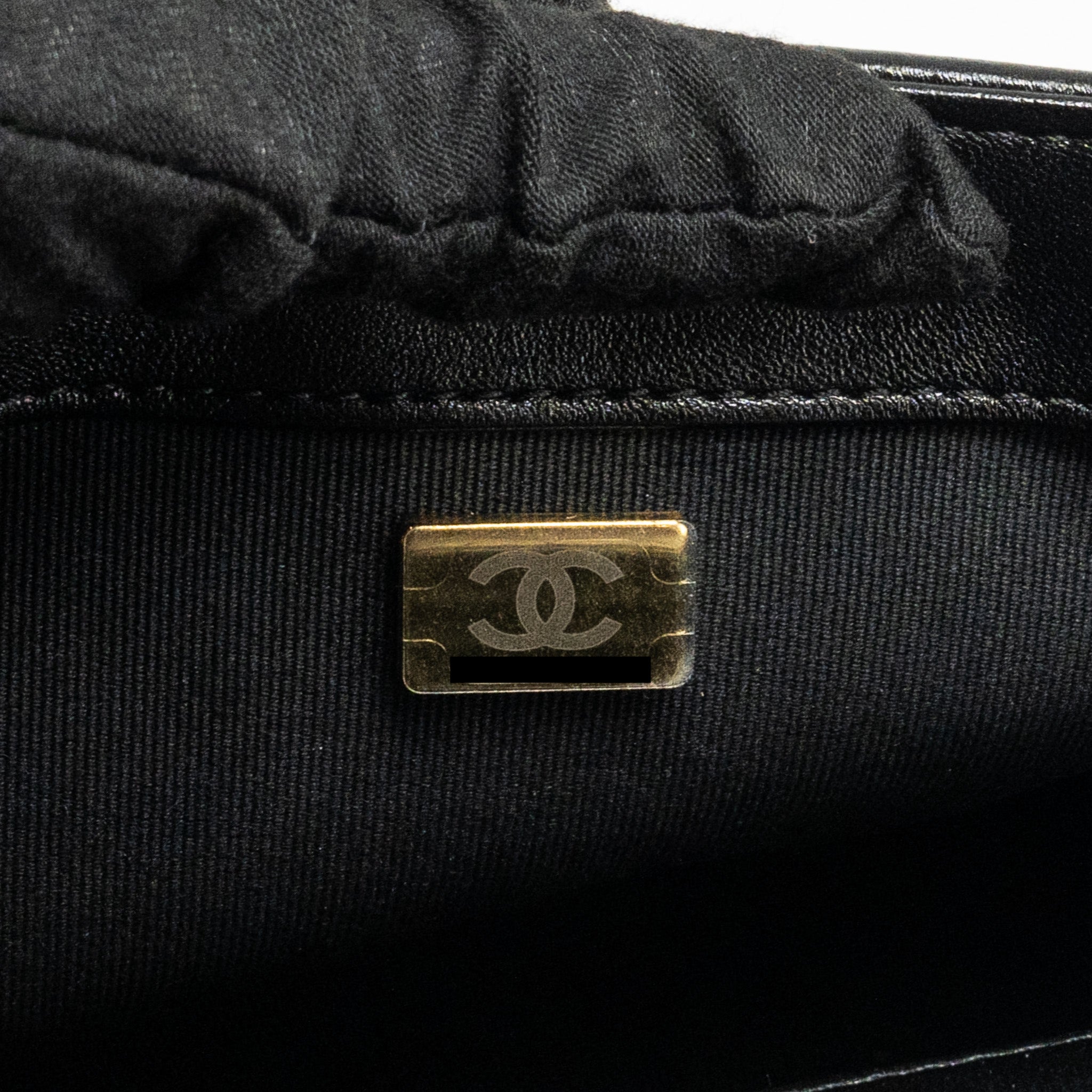 CHANEL GIANT CHAIN QUILTED LARGE FLAP BAG LAMBSKIN BLACK GHW (MICROCHIP)