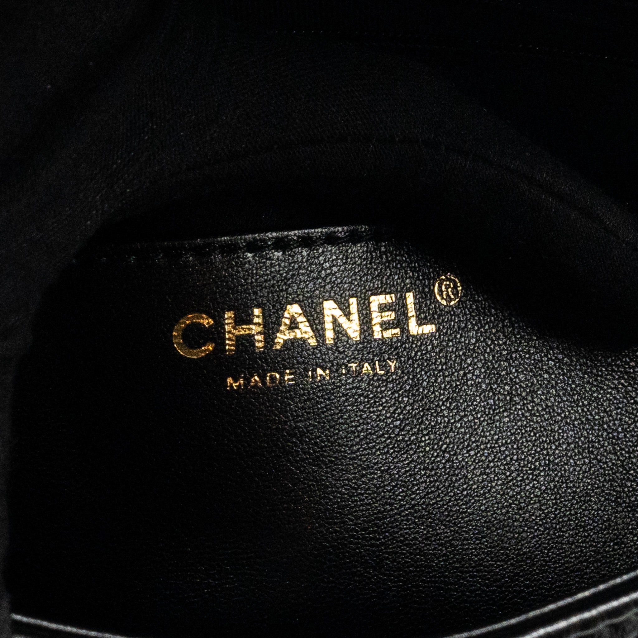 CHANEL GIANT CHAIN QUILTED LARGE FLAP BAG LAMBSKIN BLACK GHW (MICROCHIP)
