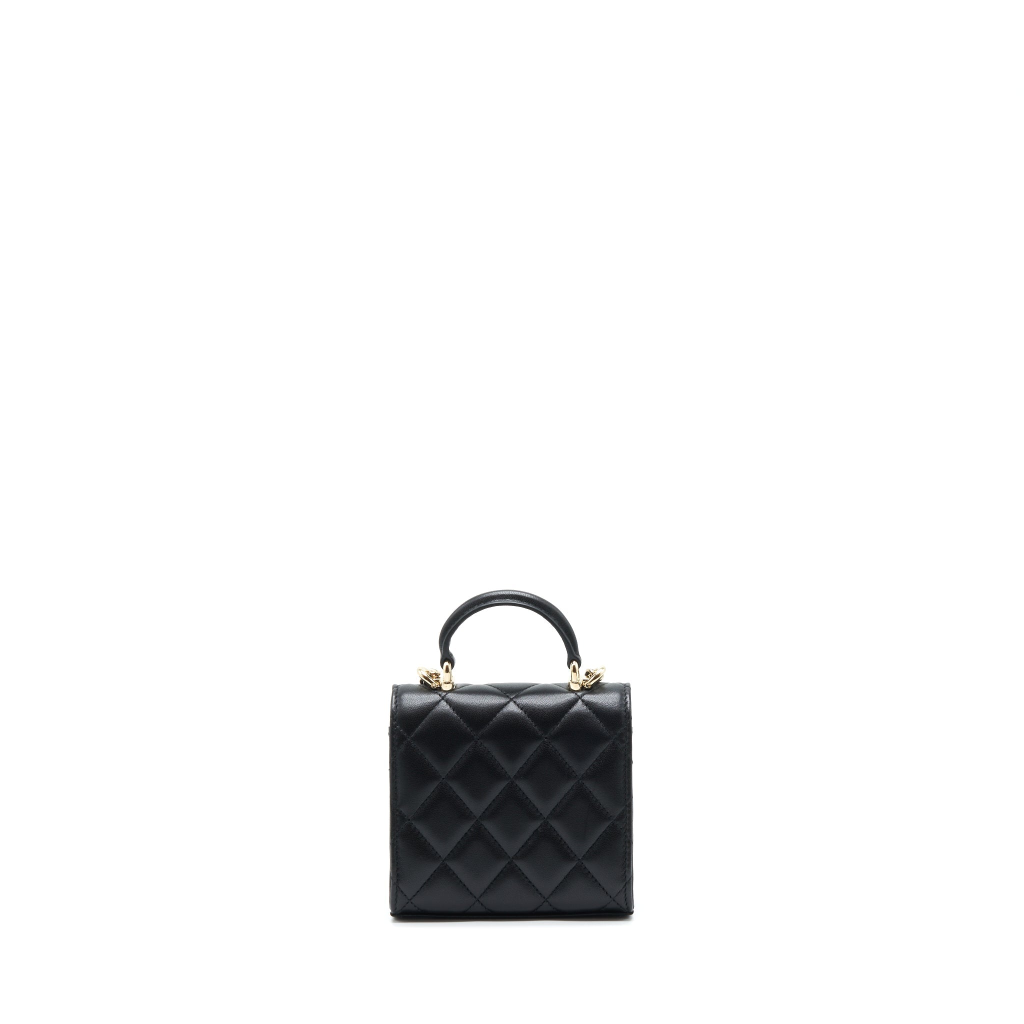 CHANEL 22P TOP HANDLE MINI FLAP BAG WITH CHAIN LAMBSKIN BLACK LGHW