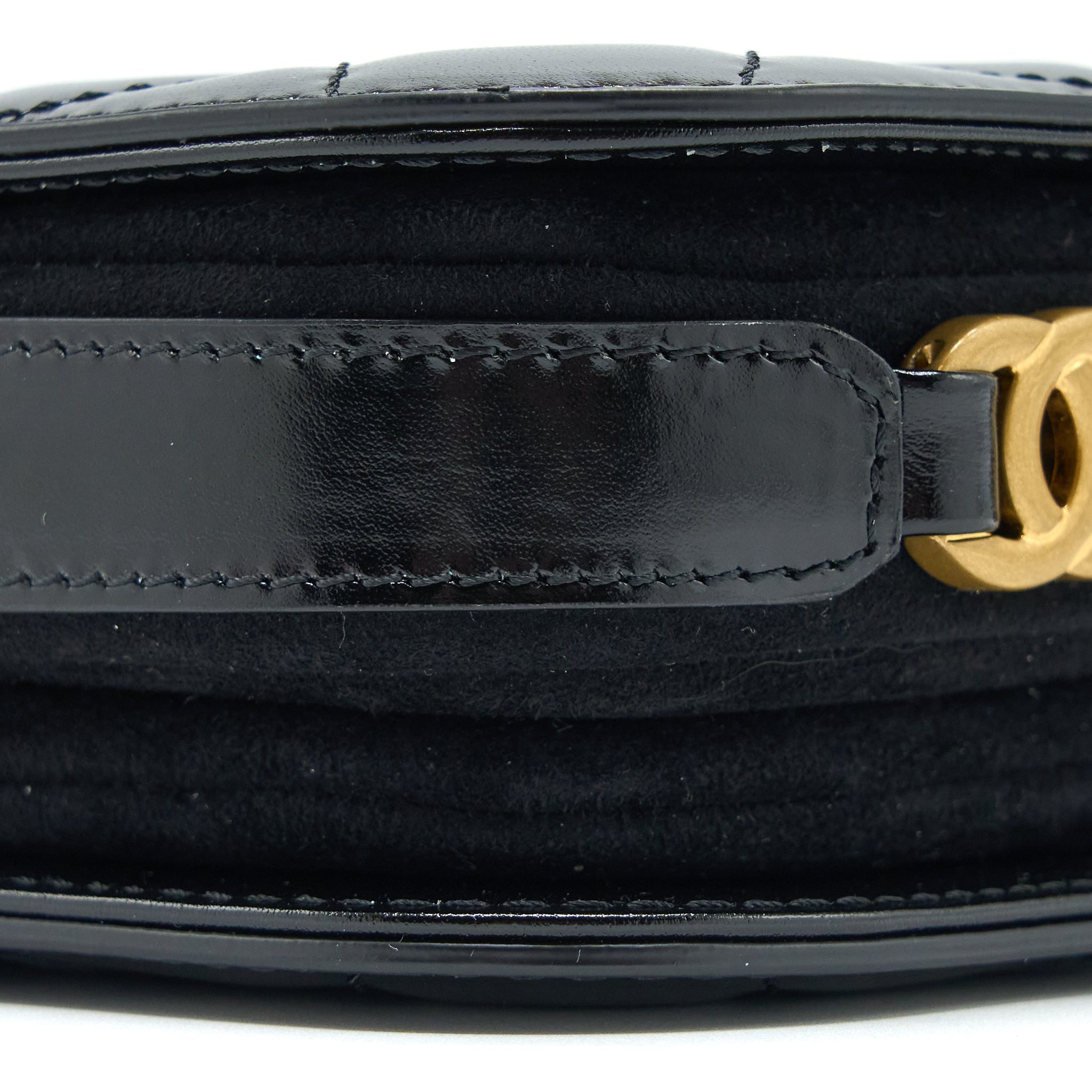 CHANEL CROSSBODY MINI FLAP BAG CC LOGO STRAP CALFSKIN BLACK BRUSHED GHW (MICROCHIP)