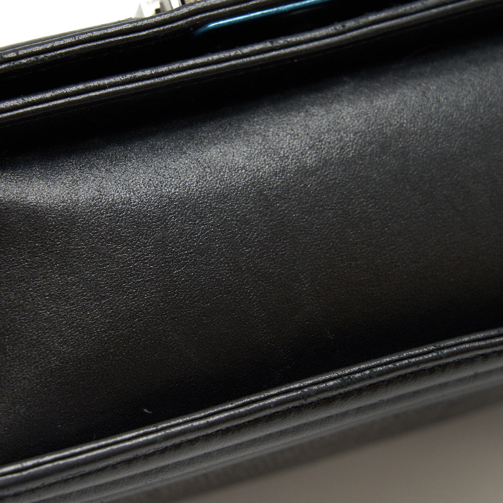 CHANEL SMALL BOY BAG LIZARD/CALFSKIN BLACK WITH RUTHENIUM HARDWARE