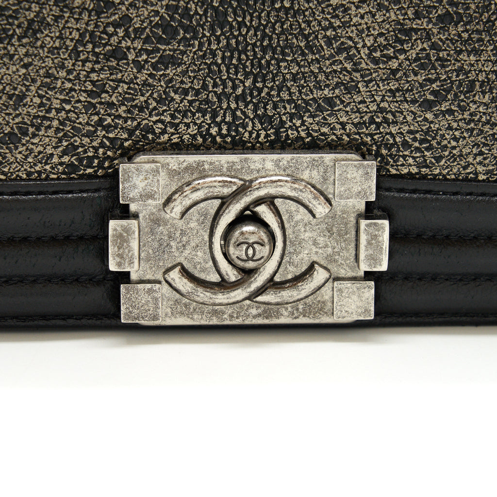 CHANEL SMALL BOY BAG LIZARD/CALFSKIN BLACK WITH RUTHENIUM HARDWARE