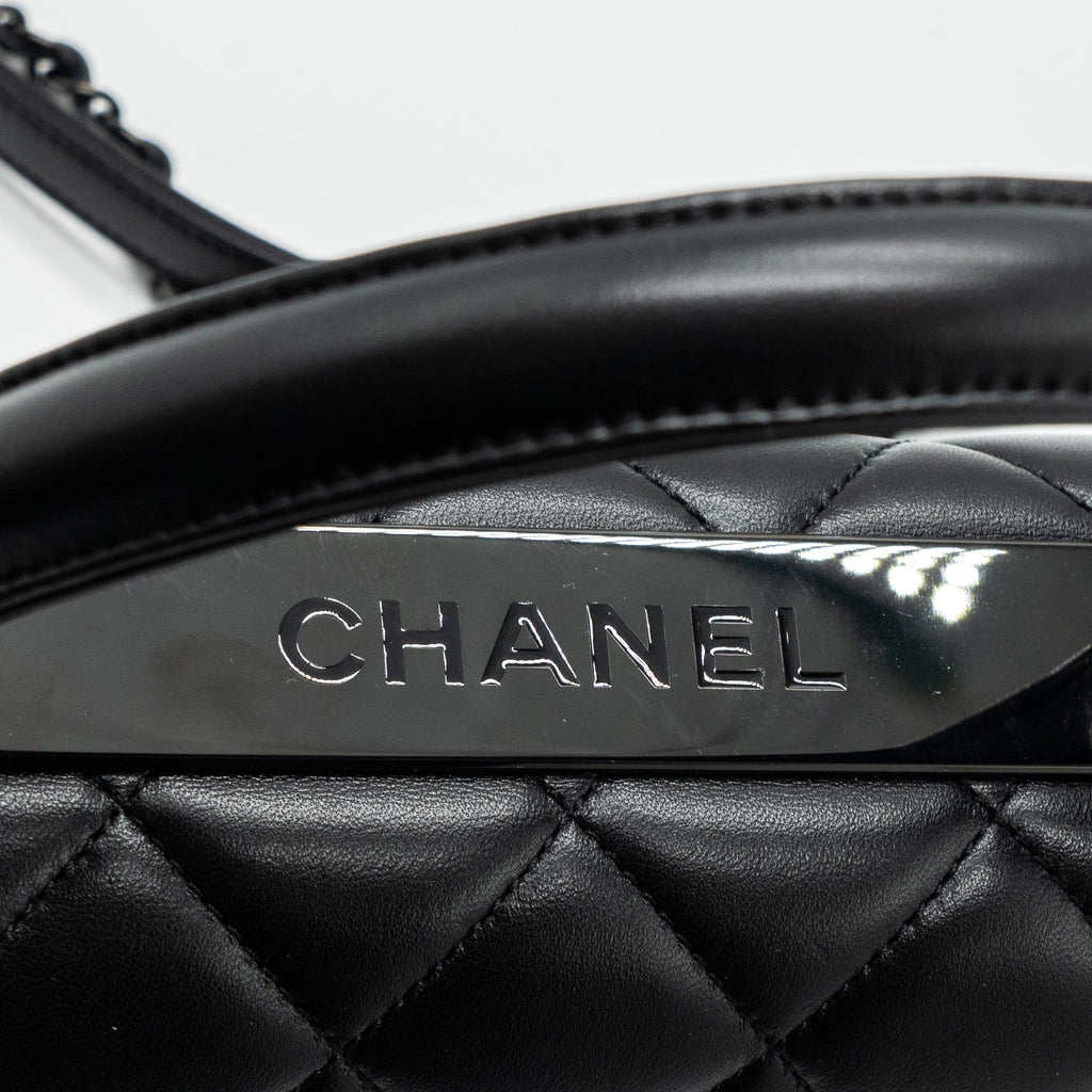 CHANEL SMALL TRENDY CC FLAP BAG LAMBSKIN SO BLACK(MICROCHIP)