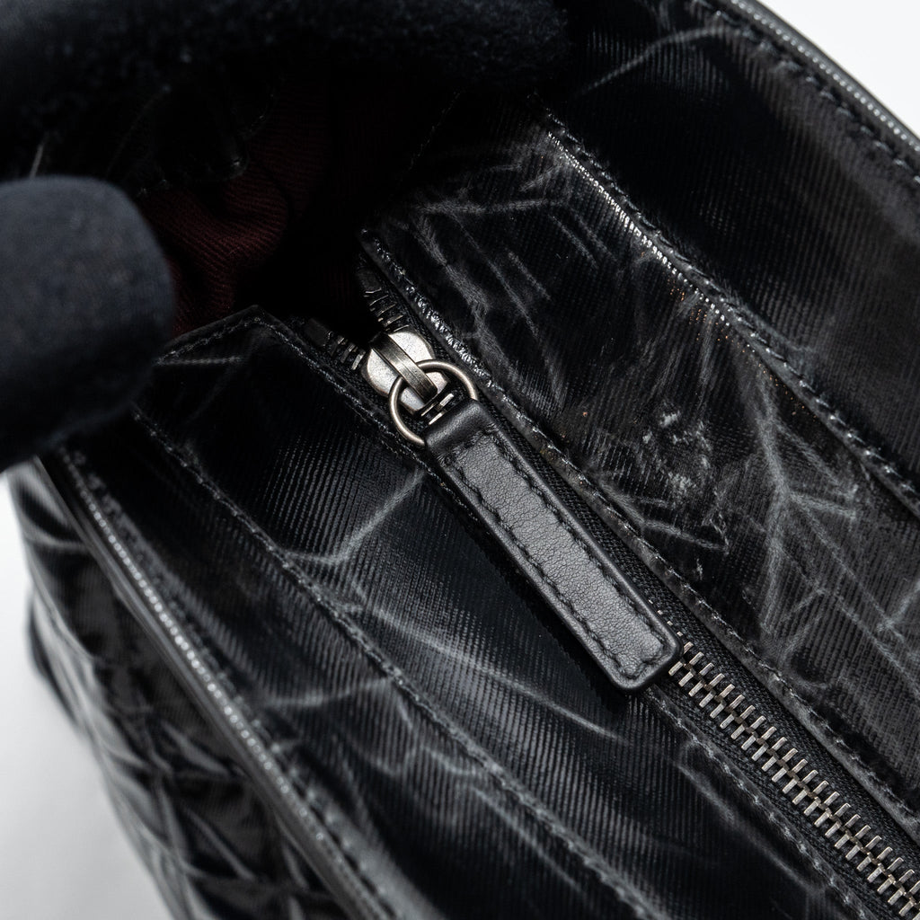 CHANEL GIANT ZIP SHOPPING BAG PATENT BLACK RUTHENIUM HARDWARE