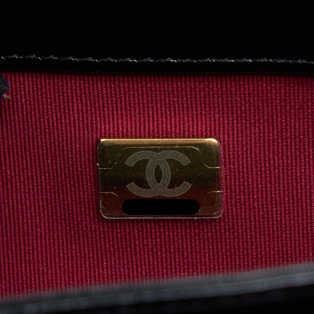 CHANEL CROSSBODY MINI FLAP BAG CC LOGO STRAP CALFSKIN BLACK BRUSHED GHW (MICROCHIP)