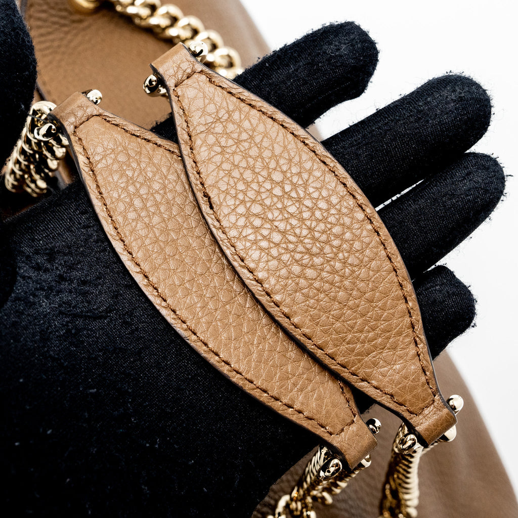 GUCCI DISCO TOTE BAG CALFSKIN BROWN LGHW