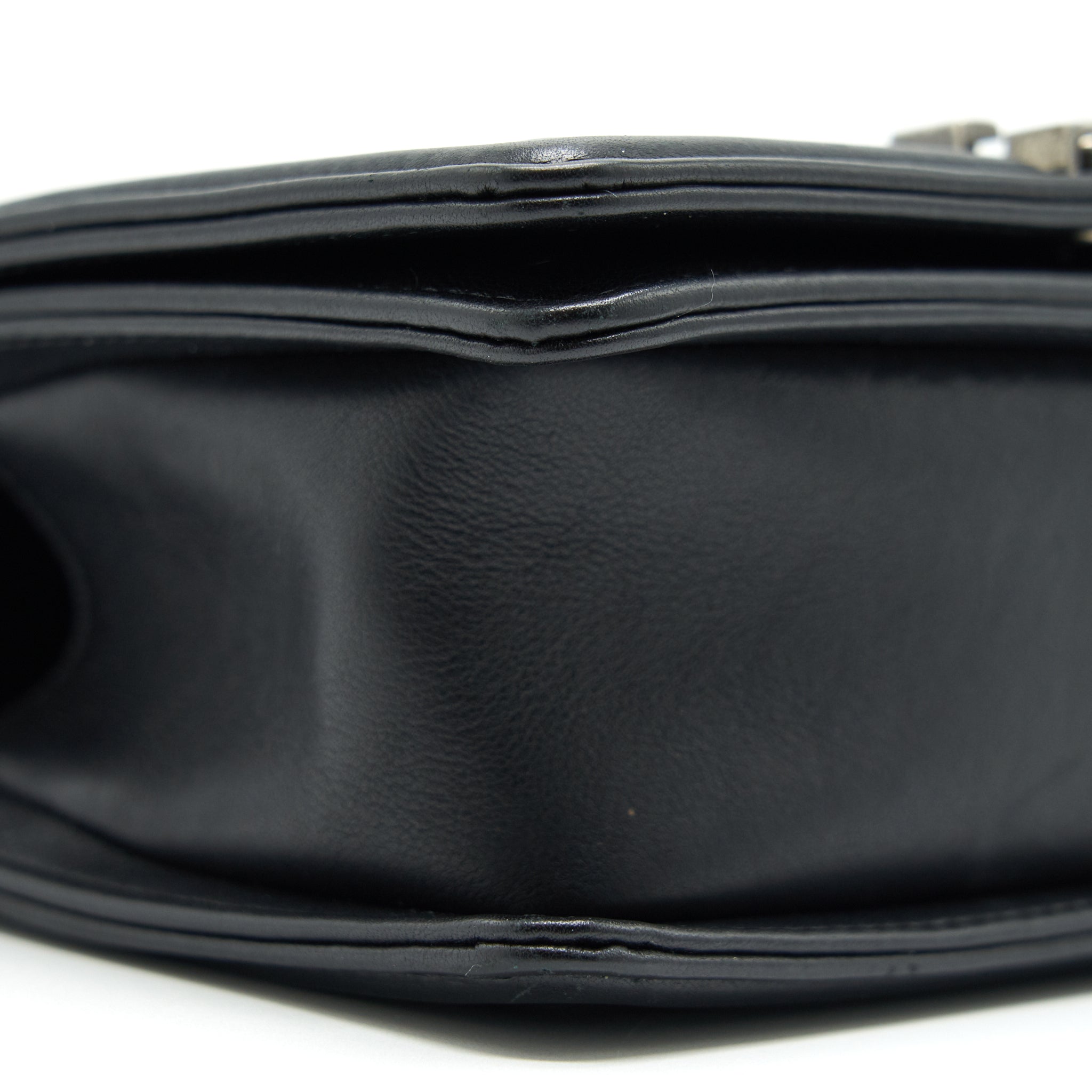 CHANEL SMALL CHEVRON LEBOY BAG CALFSKIN BLACK WITH SHW