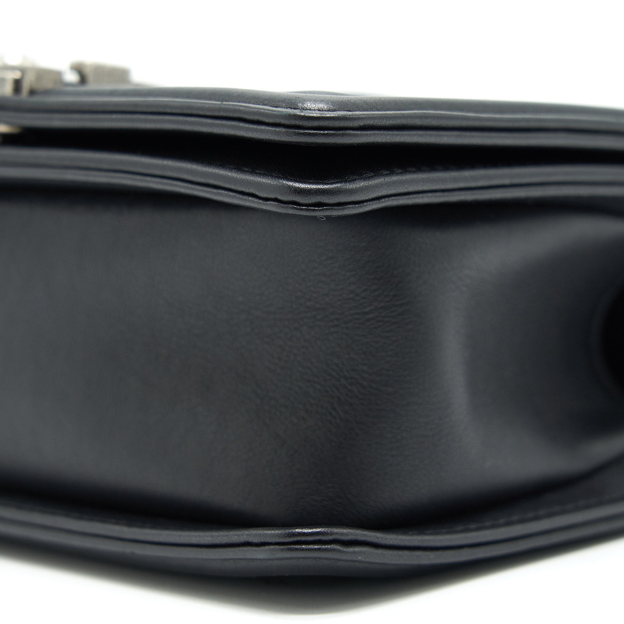 CHANEL SMALL CHEVRON LEBOY BAG CALFSKIN BLACK WITH SHW