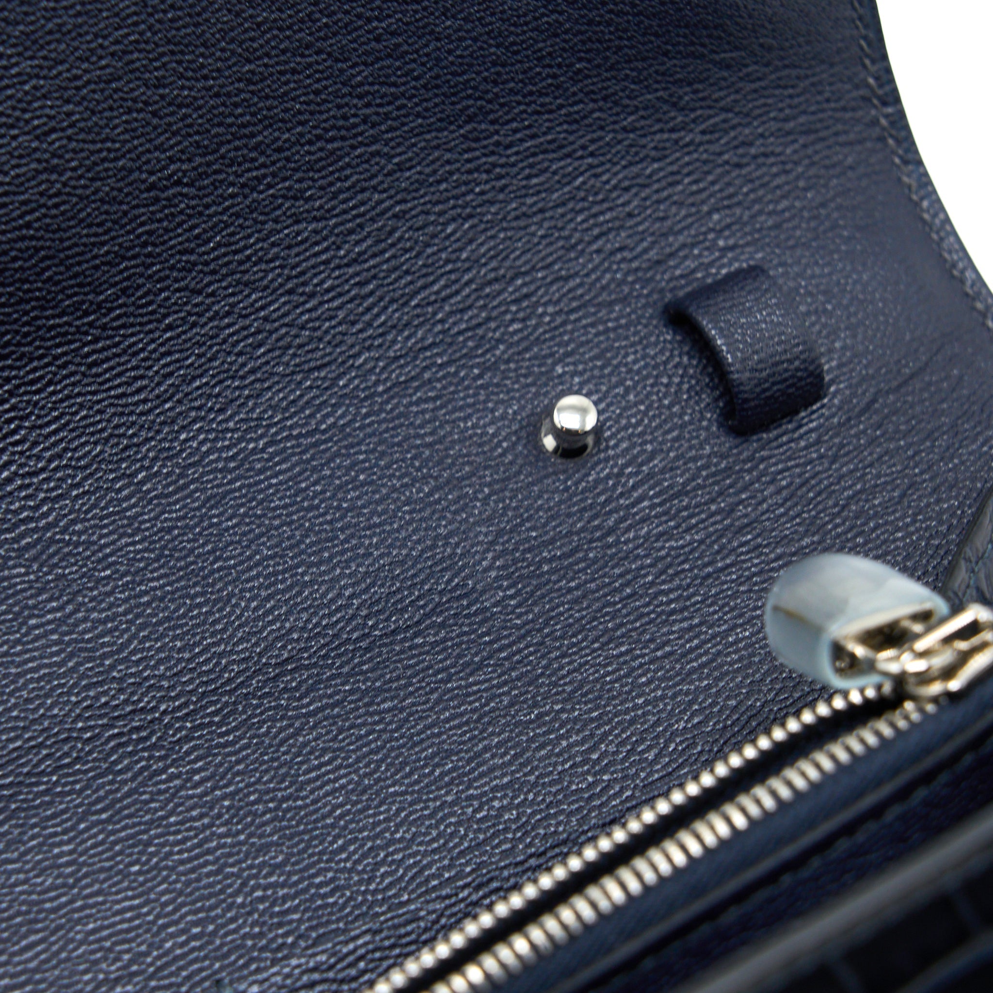 HERMES KELLY TO GO ALLIGATOR MISSISSIPPIENSIS MAT BLUE INDIGO SHW