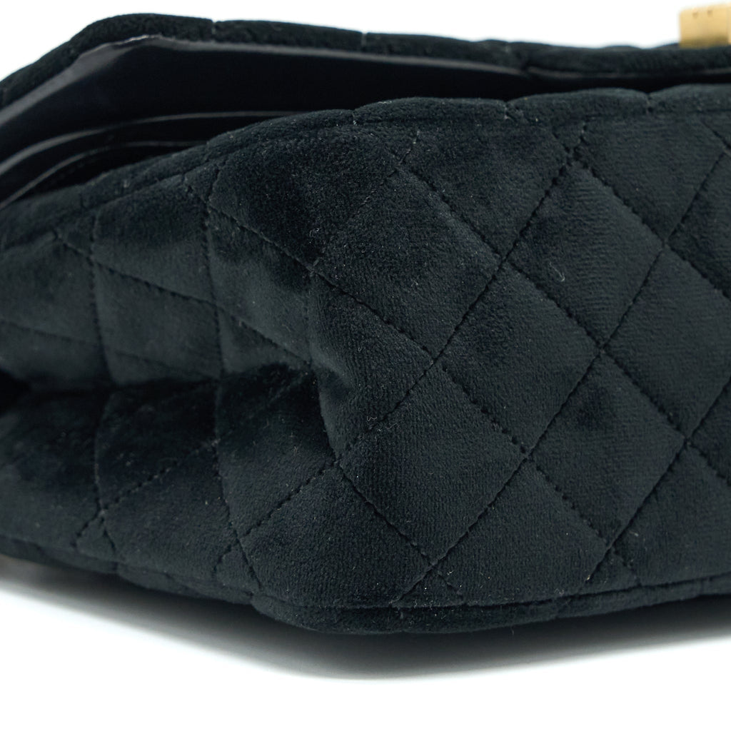 CHANEL SMALL 2.55 REISSUE FLAP BAG VELVET BLACK GHW