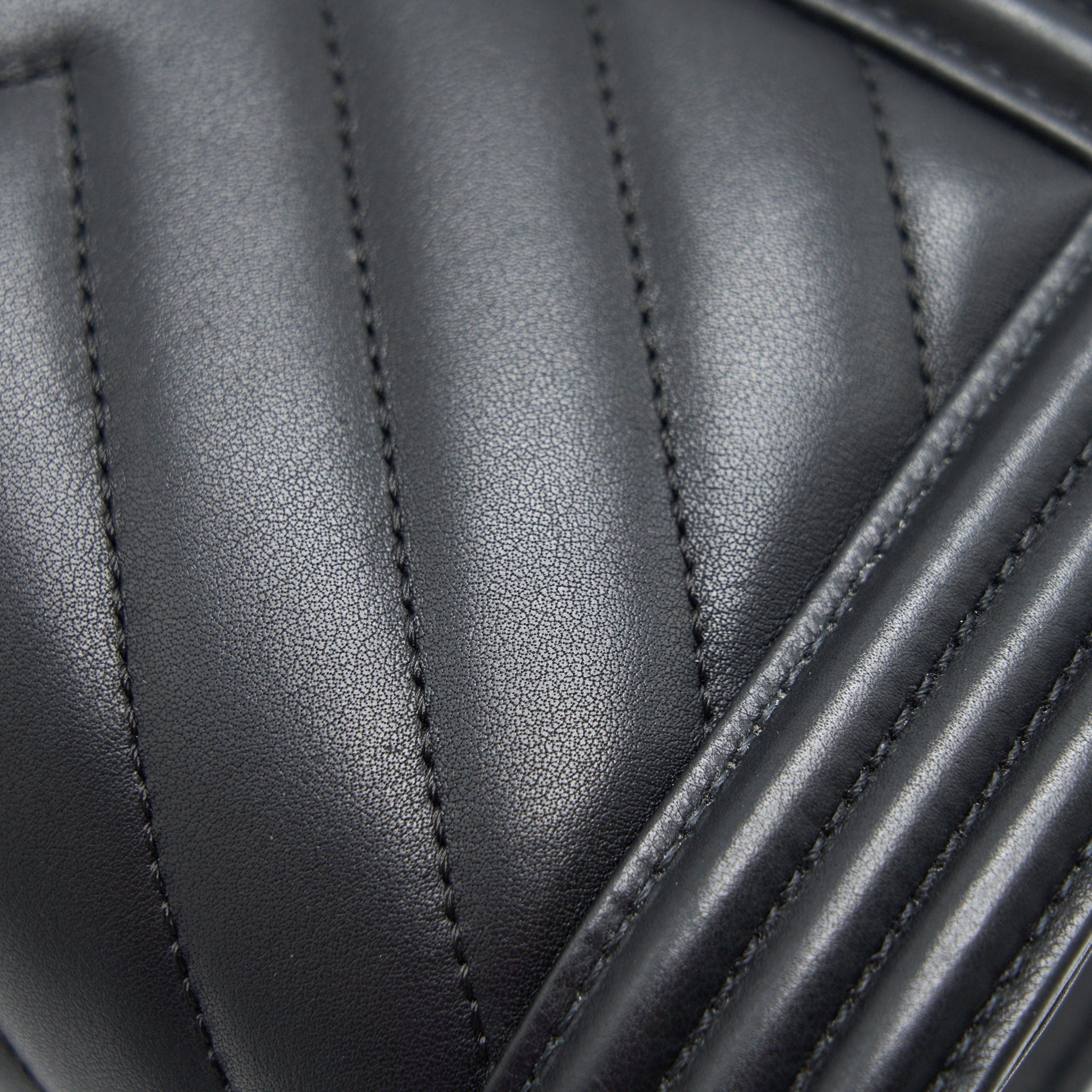 CHANEL SMALL CHEVRON LEBOY BAG CALFSKIN BLACK WITH SHW