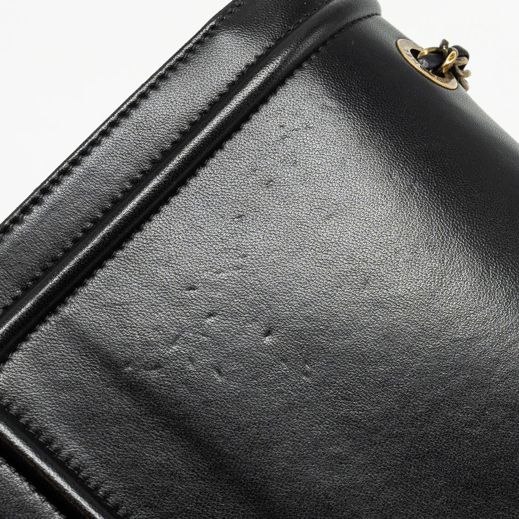 CHANEL CC LOGO SQUARE FLAP BAG LAMBSKIN BLACK SHW