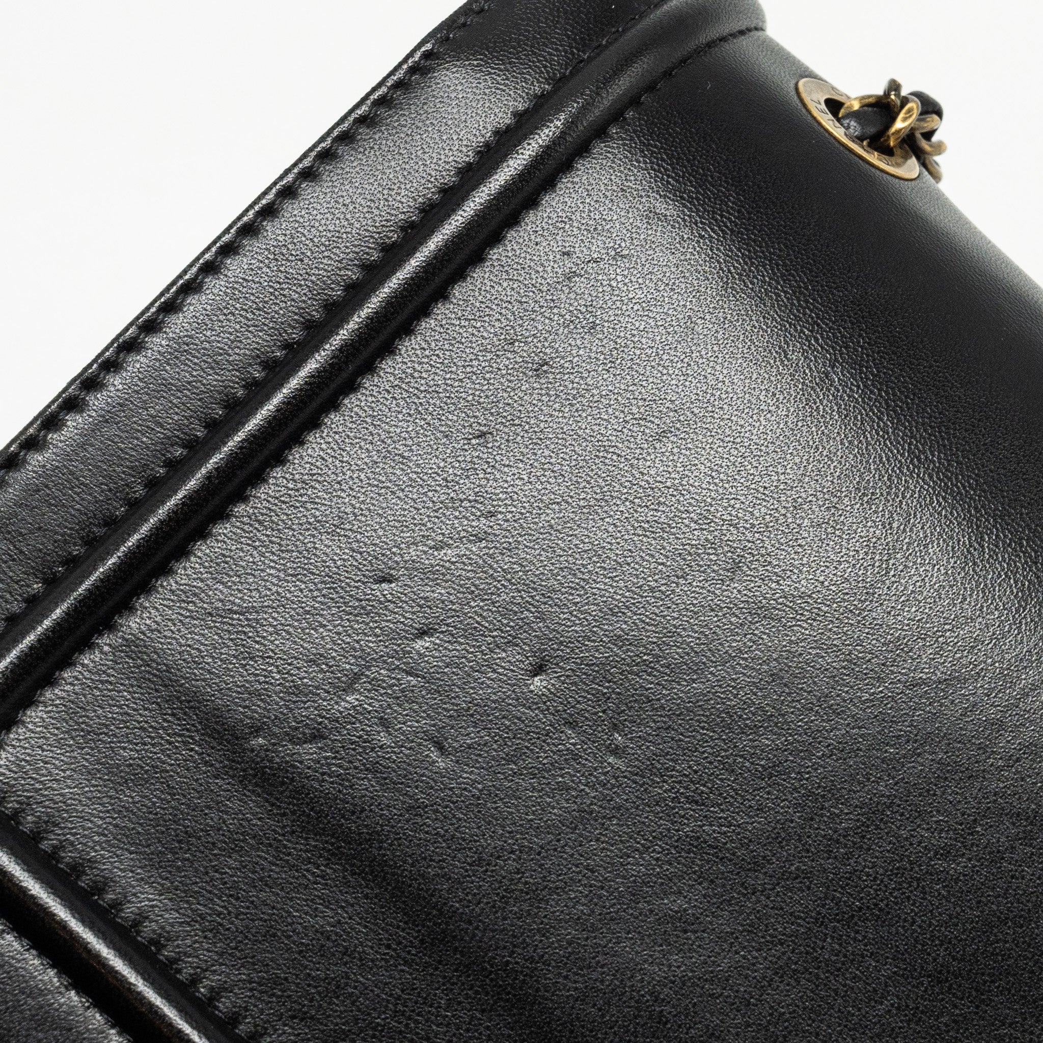 CHANEL CC LOGO SQUARE FLAP BAG LAMBSKIN BLACK SHW