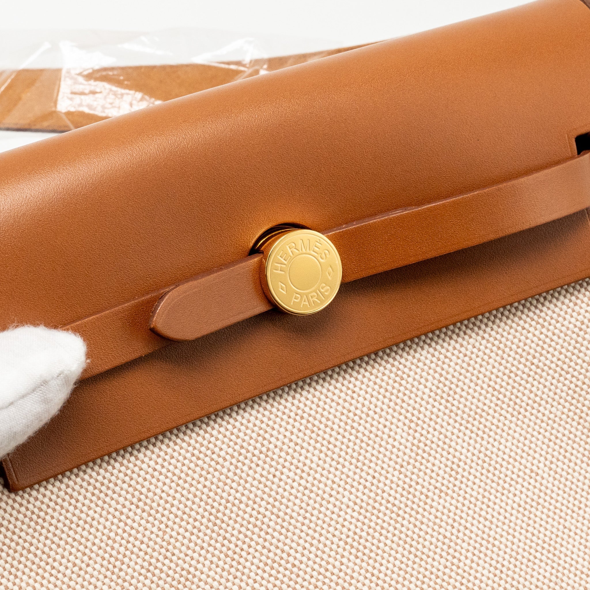 HERMES HERBAG MINI CANVAS/HUNTER ECRU-BEIGE/FAUVE GHW