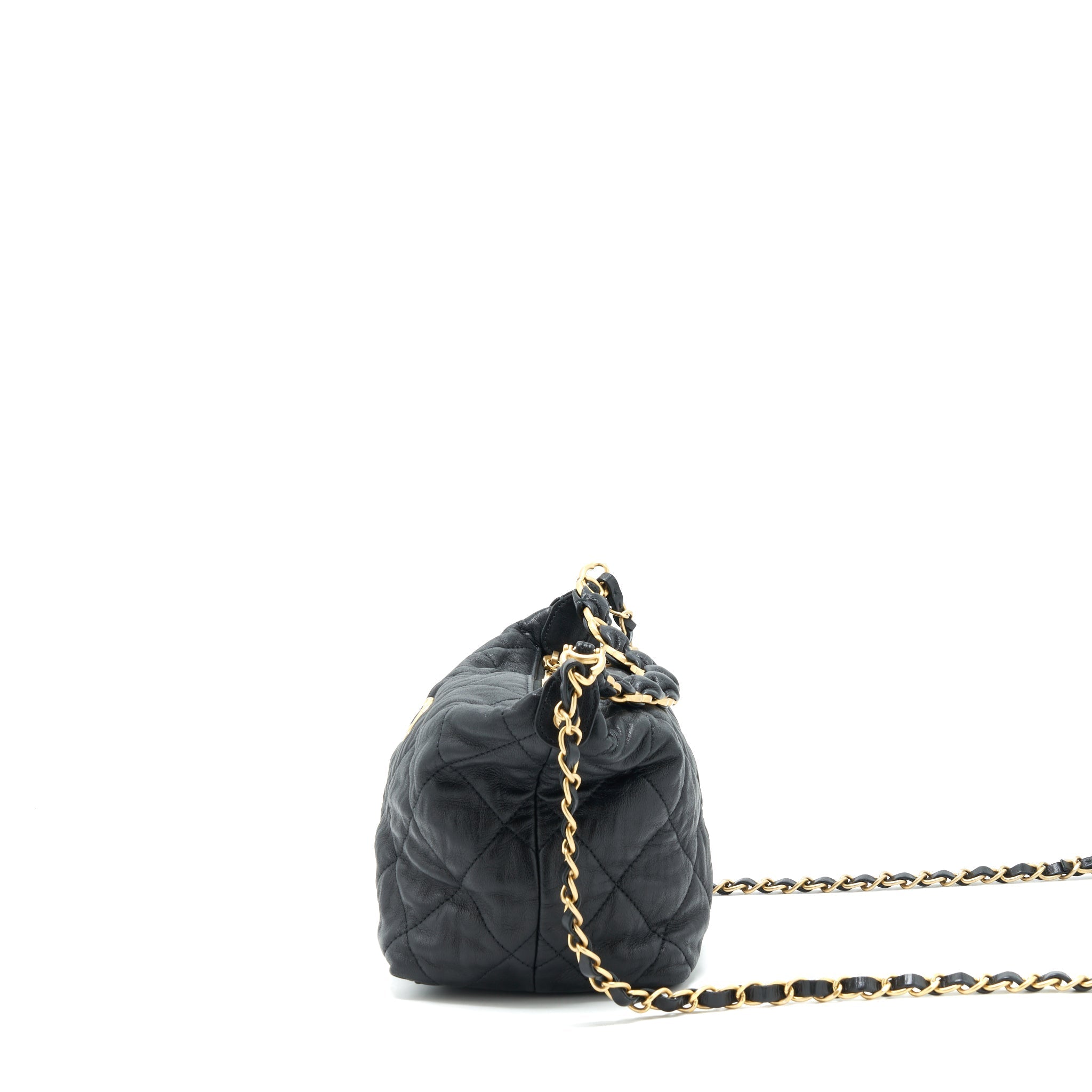 CHANEL HOBO CROSSBODY BAG LAMBSKIN BLACK GHW