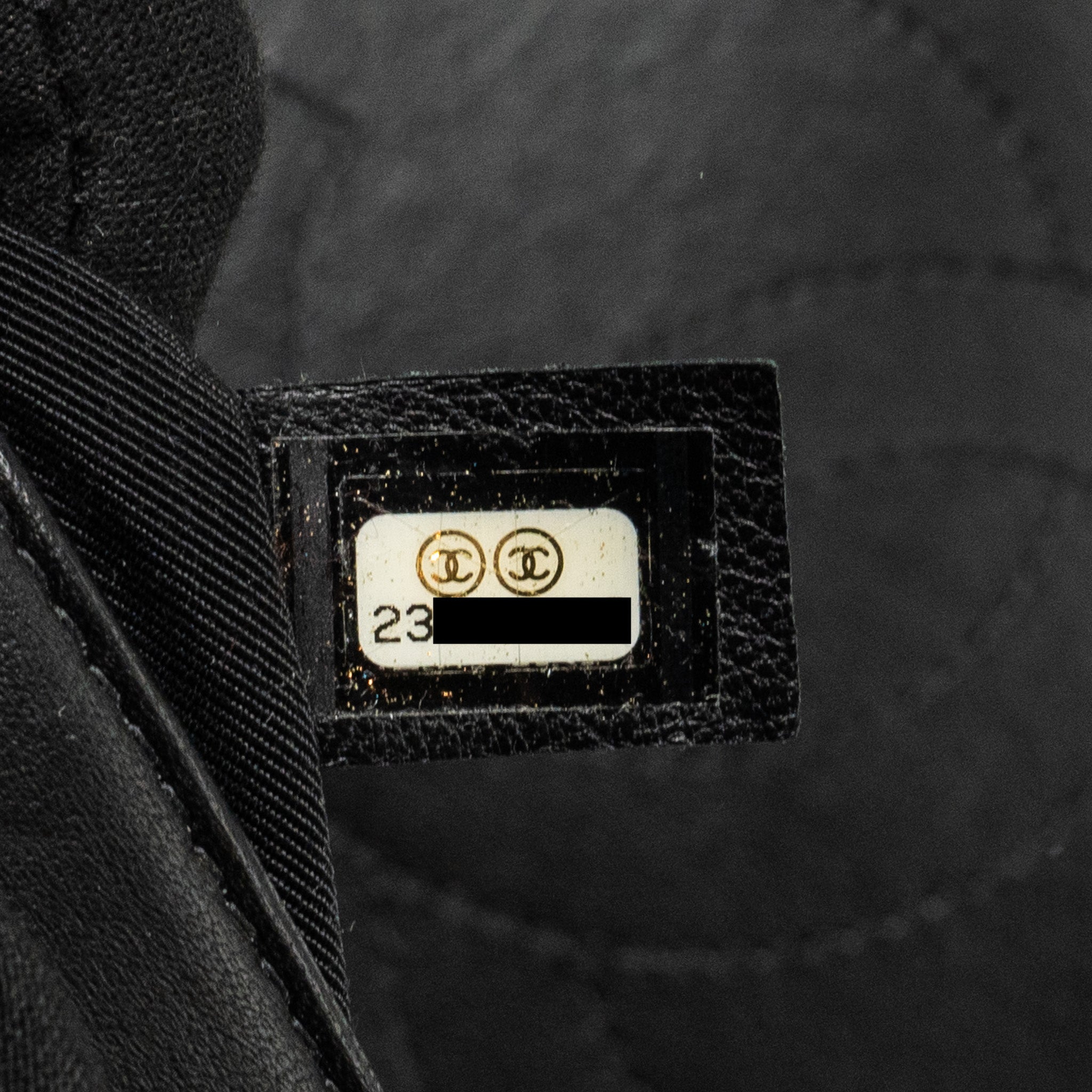 CHANEL CC LOGO SQUARE FLAP BAG LAMBSKIN BLACK SHW