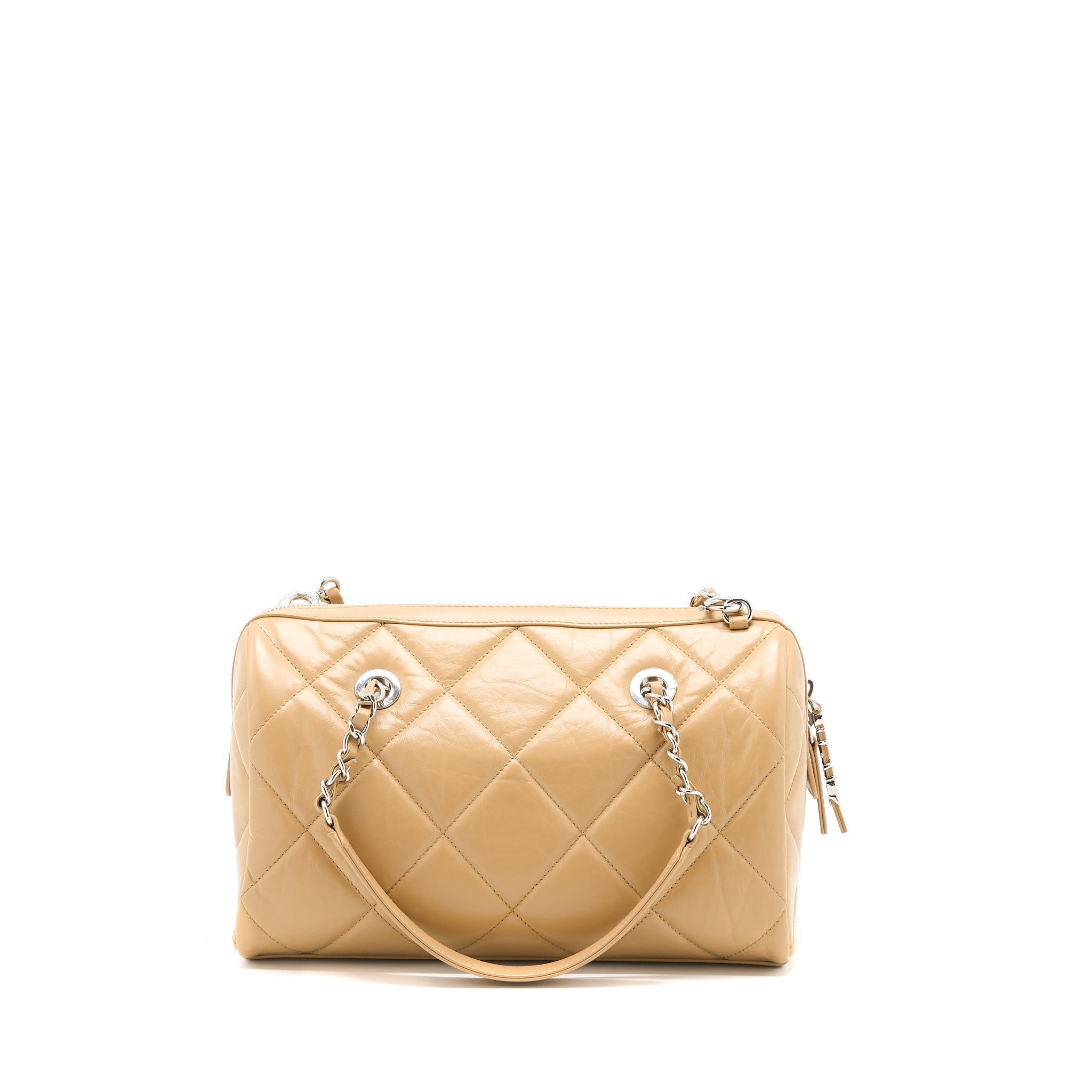 CHANEL BOWLING BAG AGED CALFSKIN BEIGE SHW