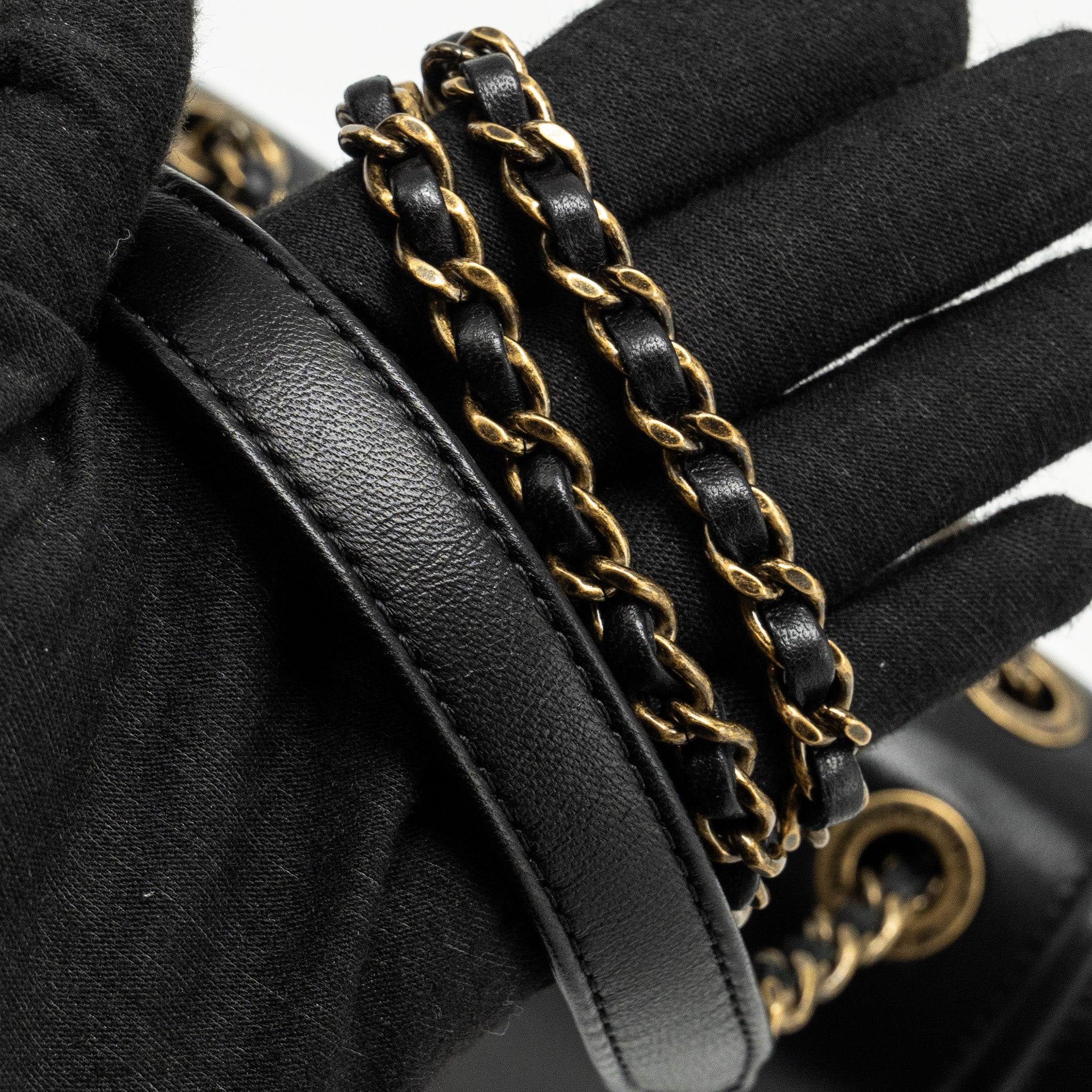 CHANEL CC LOGO SQUARE FLAP BAG LAMBSKIN BLACK SHW
