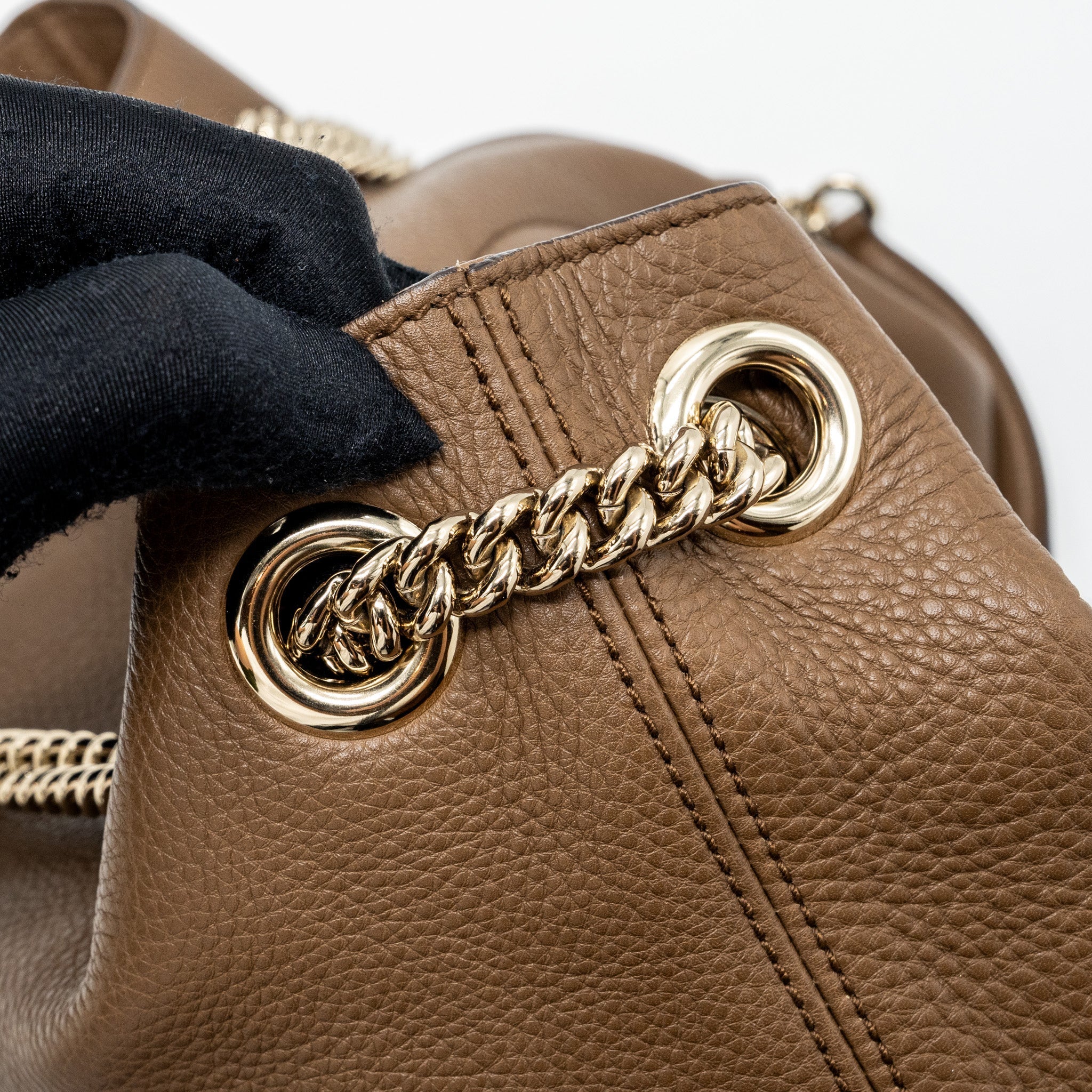 GUCCI DISCO TOTE BAG CALFSKIN BROWN LGHW