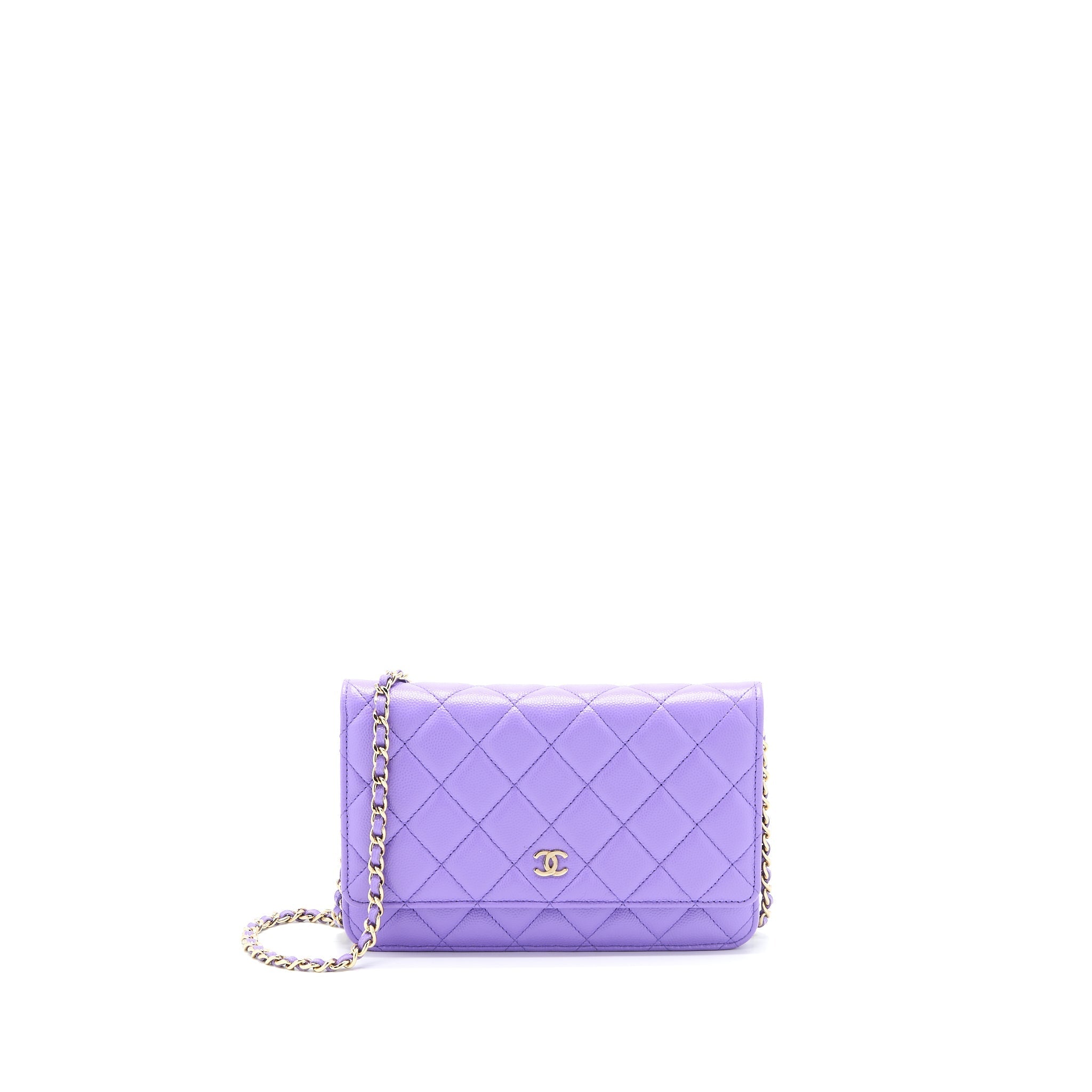 CHANEL CLASSIC WALLET ON CHAIN CAVIAR PURPLE LGHW