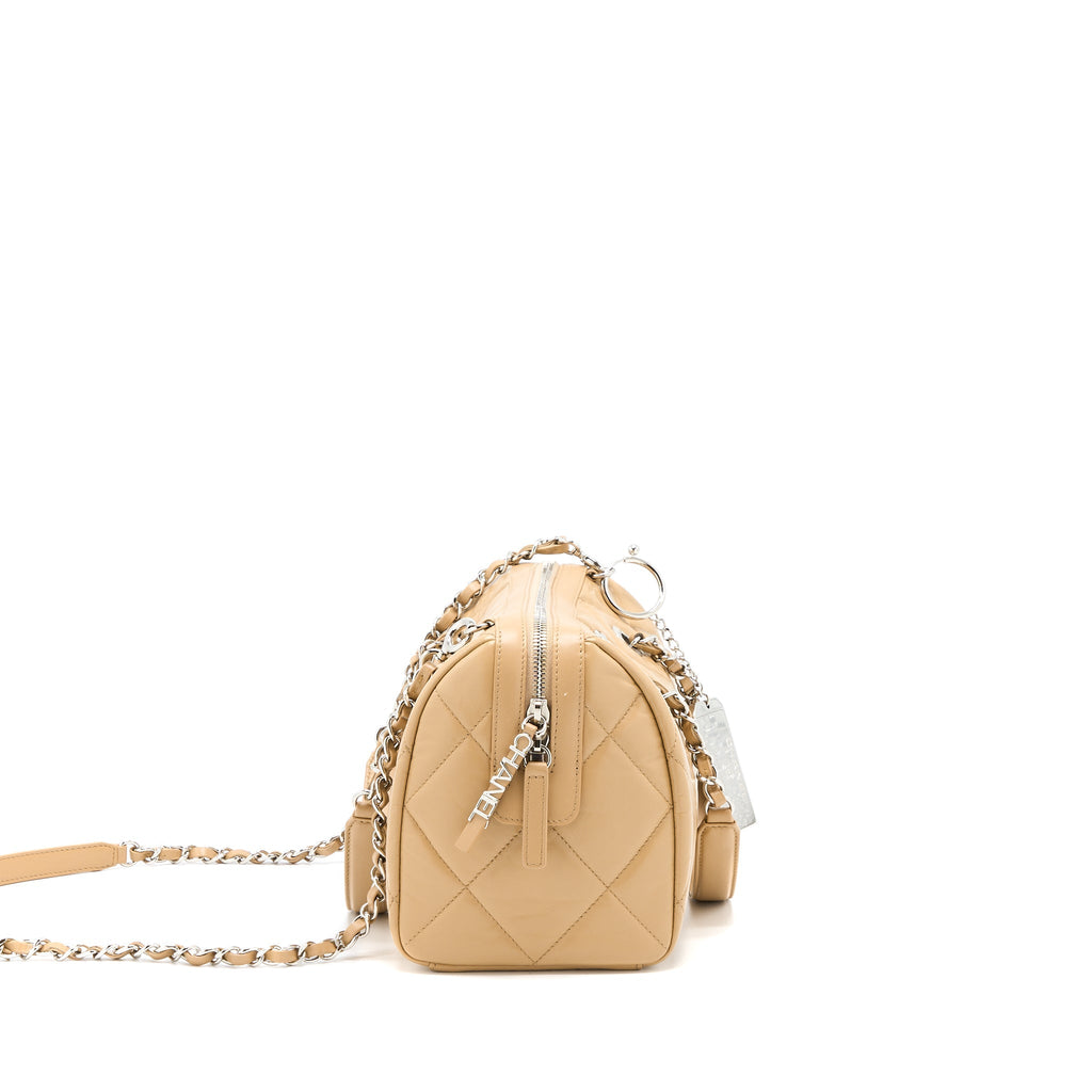 CHANEL BOWLING BAG AGED CALFSKIN BEIGE SHW