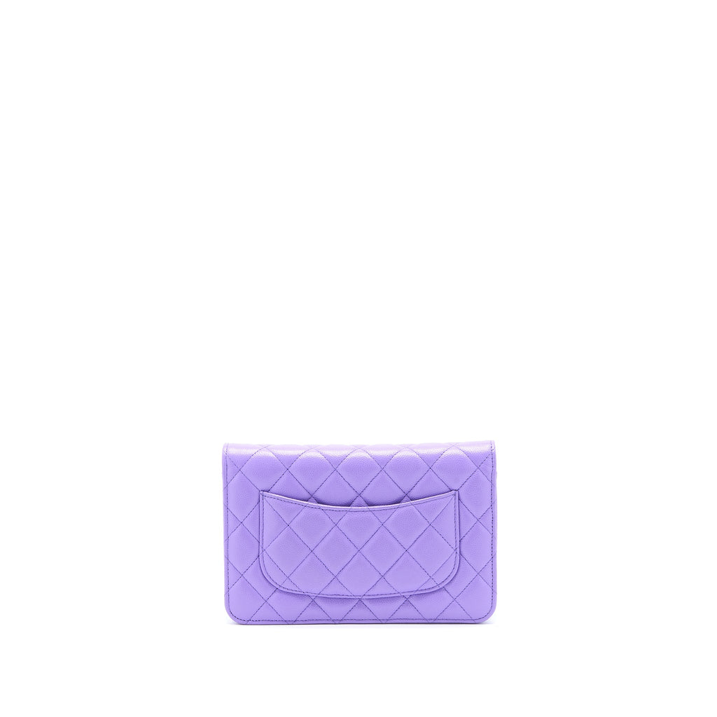 CHANEL CLASSIC WALLET ON CHAIN CAVIAR PURPLE LGHW