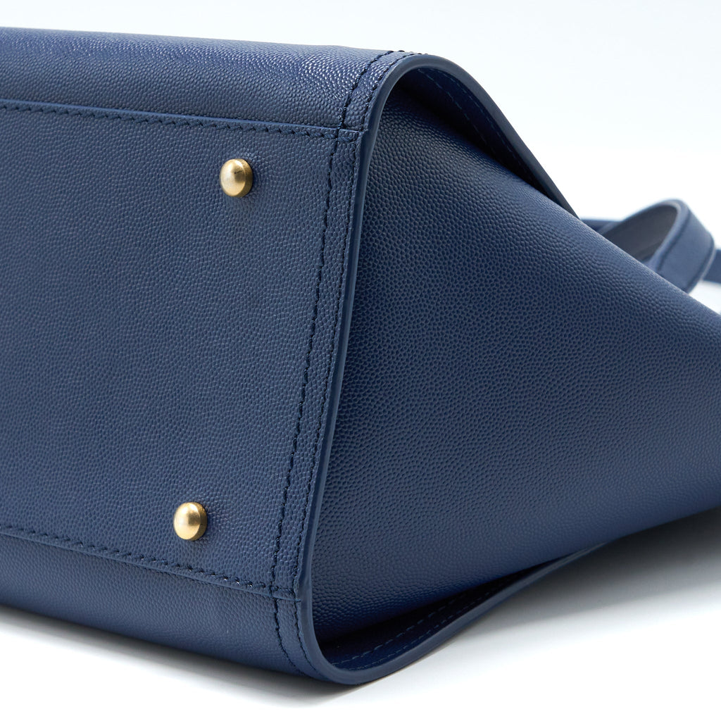 CHANEL DEAUVILLE TOTE BAG GRAINED CALFSKIN NAVY GHW