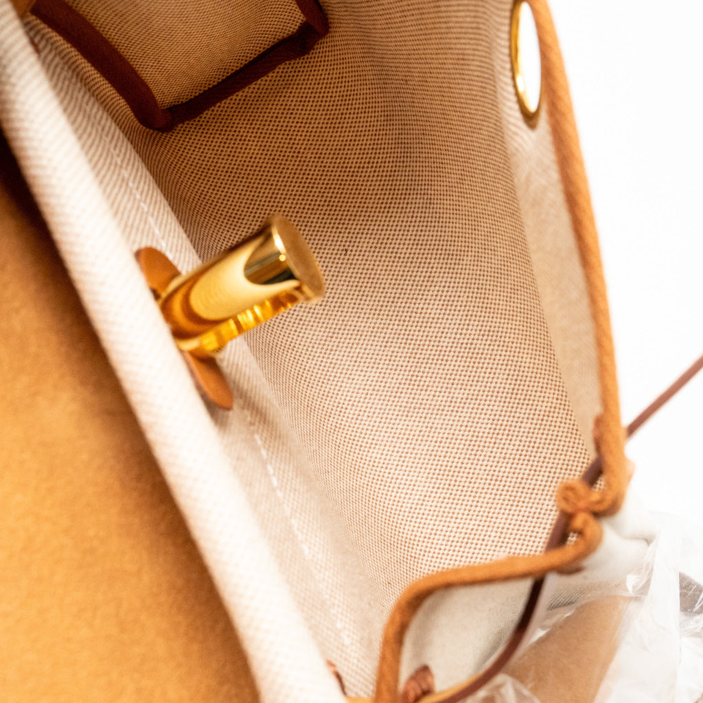 HERMES HERBAG MINI CANVAS/HUNTER LEATHER ECRU-BEIGE/FAUVE GHW
