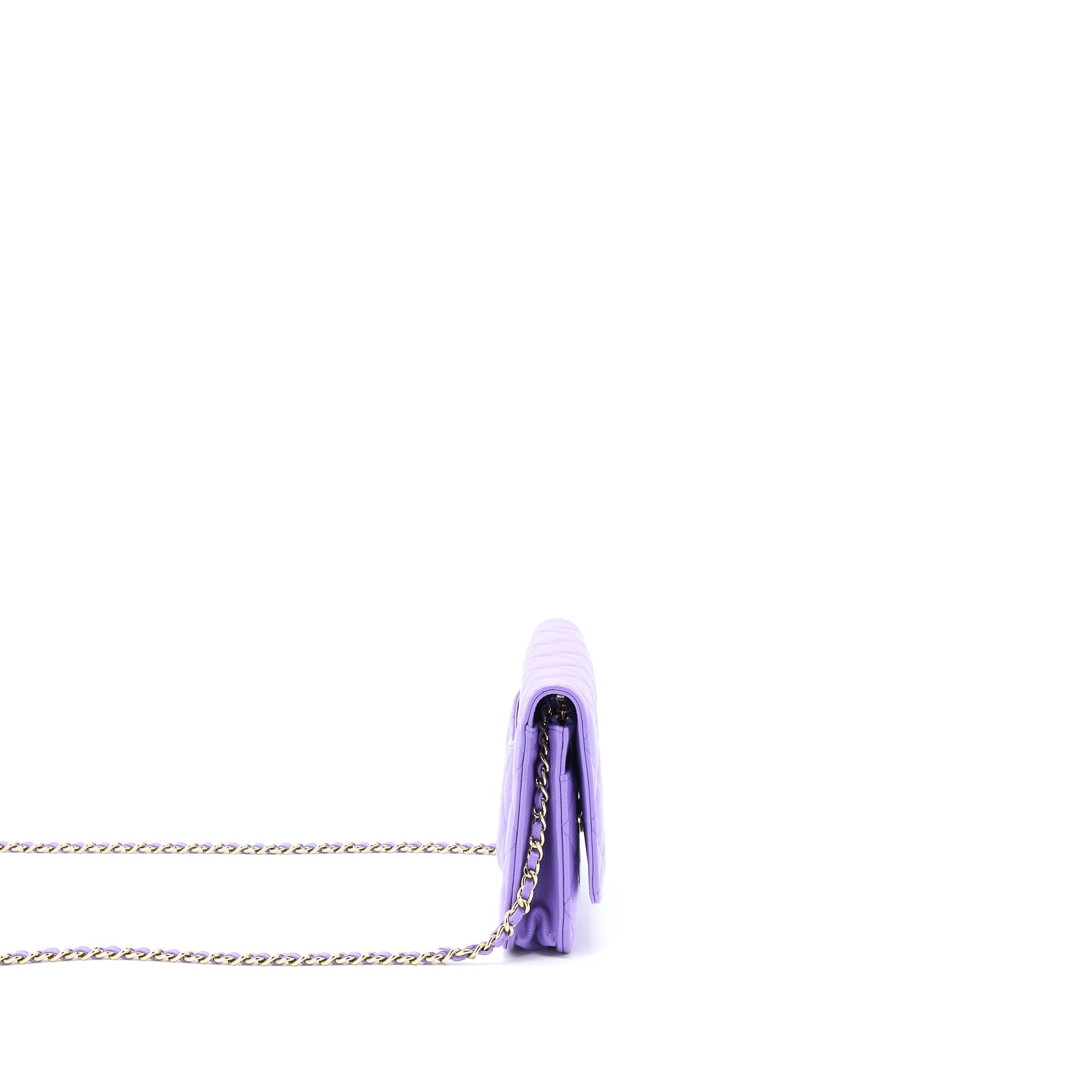 CHANEL CLASSIC WALLET ON CHAIN CAVIAR PURPLE LGHW