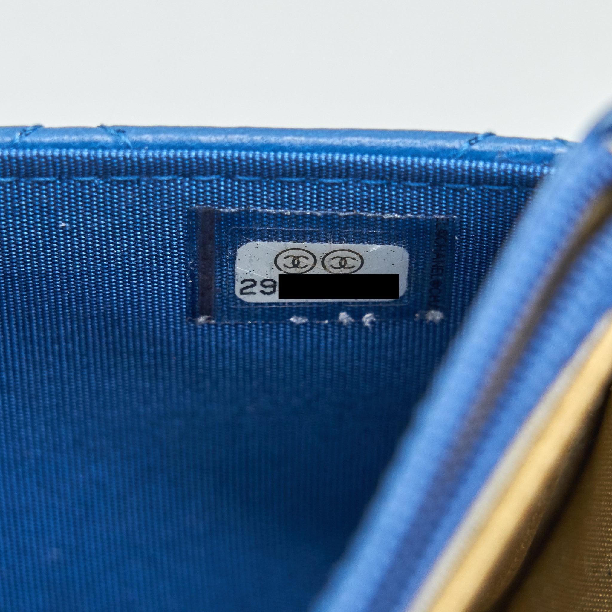 CHANEL LAMBSKIN QUILTED CC PEARL CRUSH WALLET ON CHAIN BLUE WITH GHW