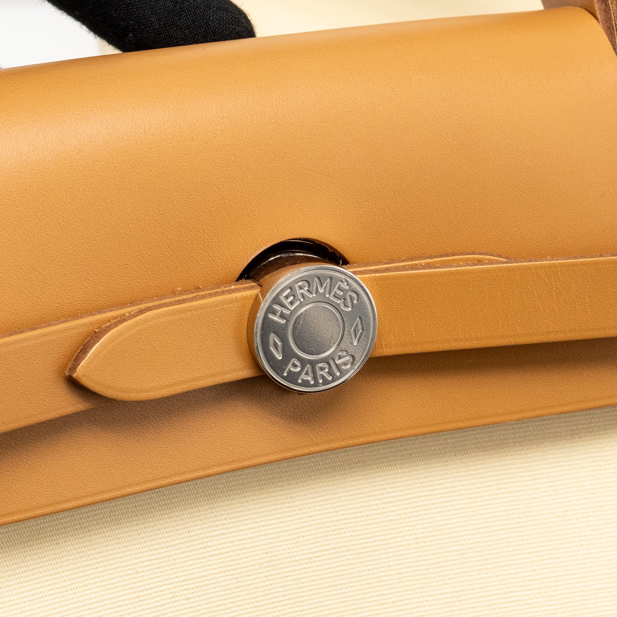 HERMES HERBAG 31 ZIP BAG CANVAS/HUNTER LEATHER VANILLE/NATUREL-SABLE SHW