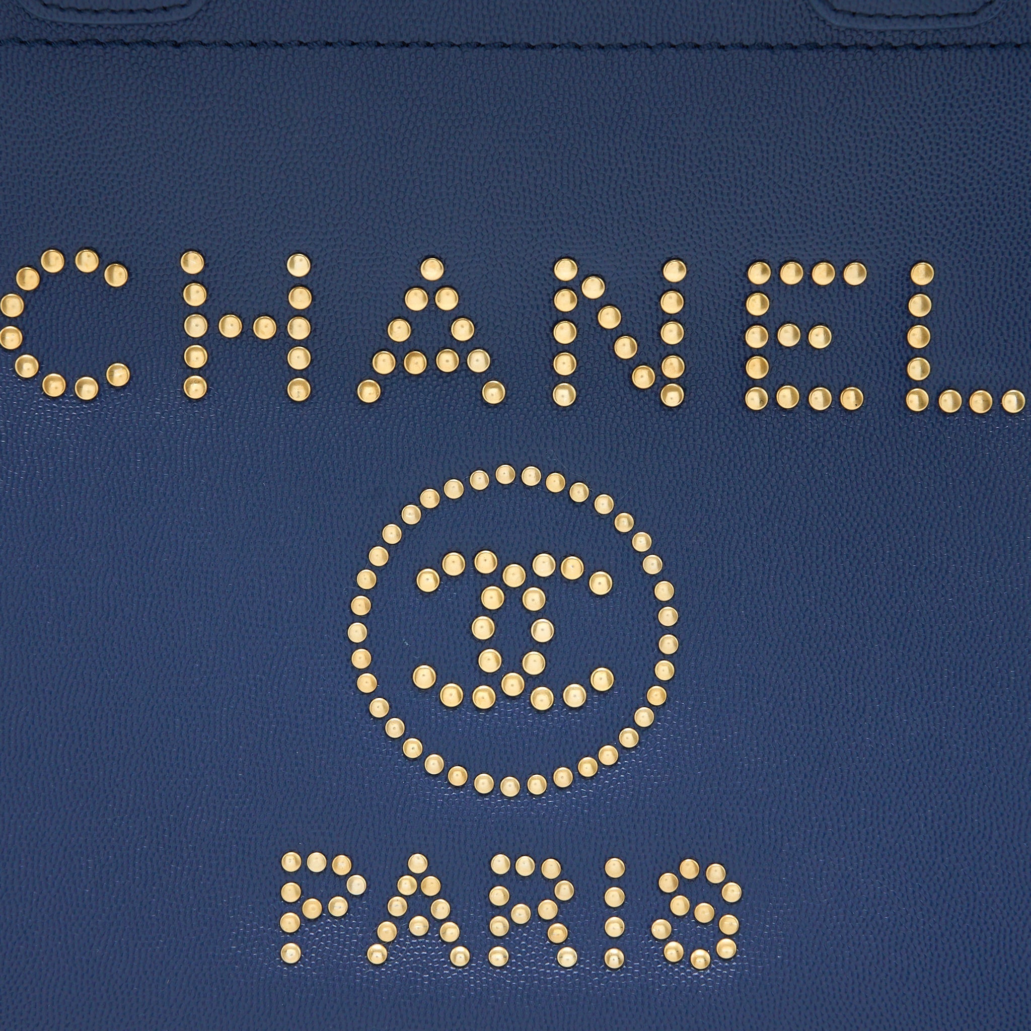 CHANEL DEAUVILLE TOTE BAG GRAINED CALFSKIN NAVY GHW
