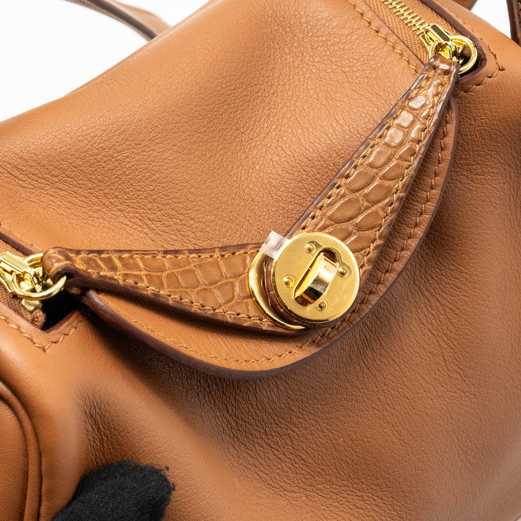 HERMES TOUCH MINI LINDY SWIFT/ALLIGATOR MISSISSIPPIENSIS MATTE GOLD GHW