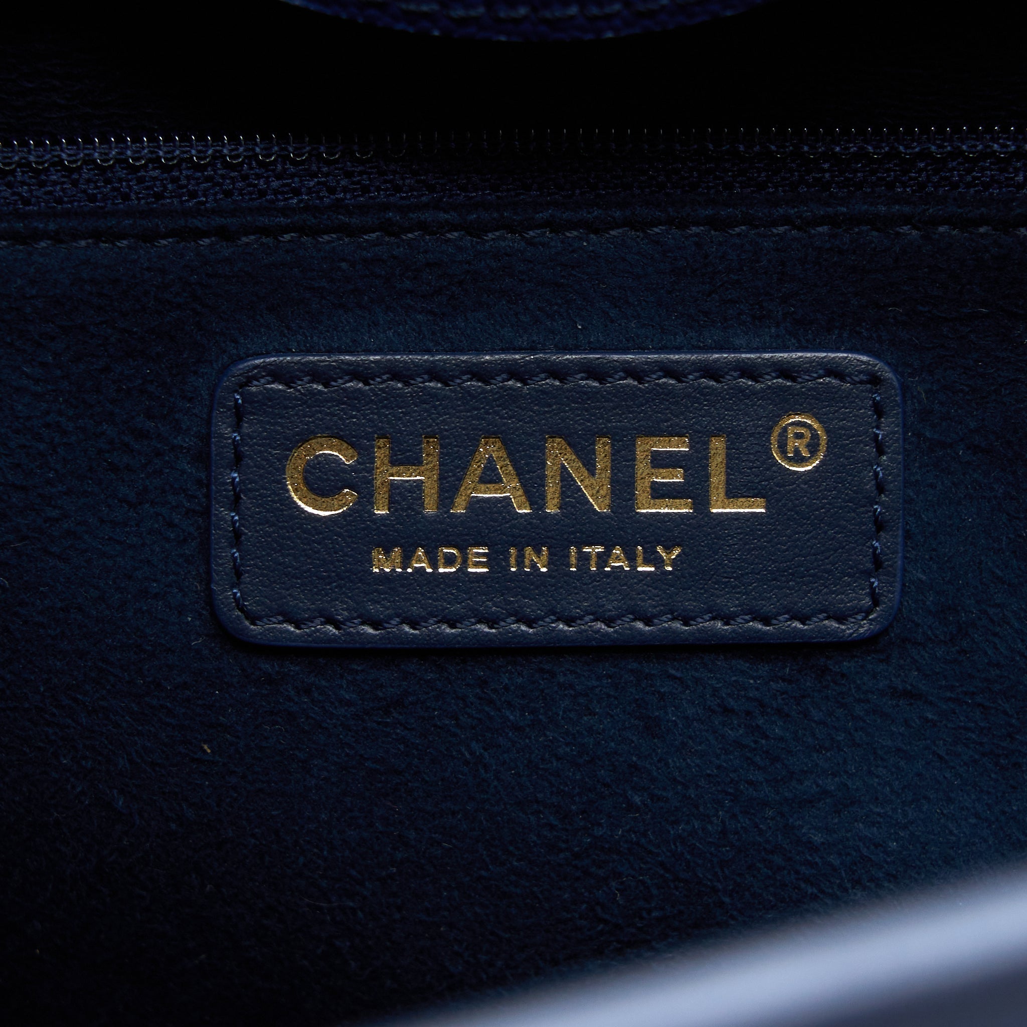 CHANEL DEAUVILLE TOTE BAG GRAINED CALFSKIN NAVY GHW