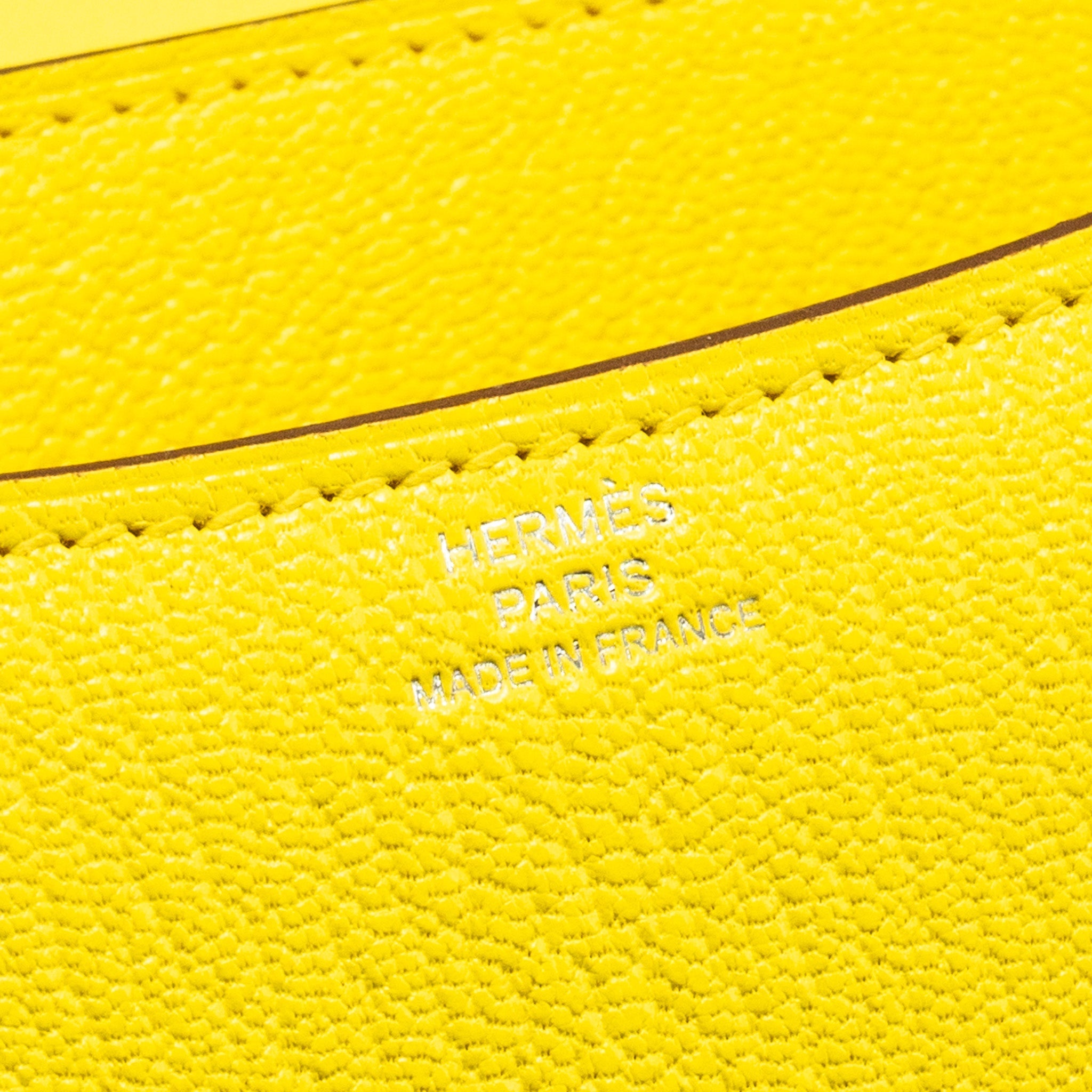 HERMES MINI CONSTANCE CHEVRE MYSORE JAUNE CITRON SHW