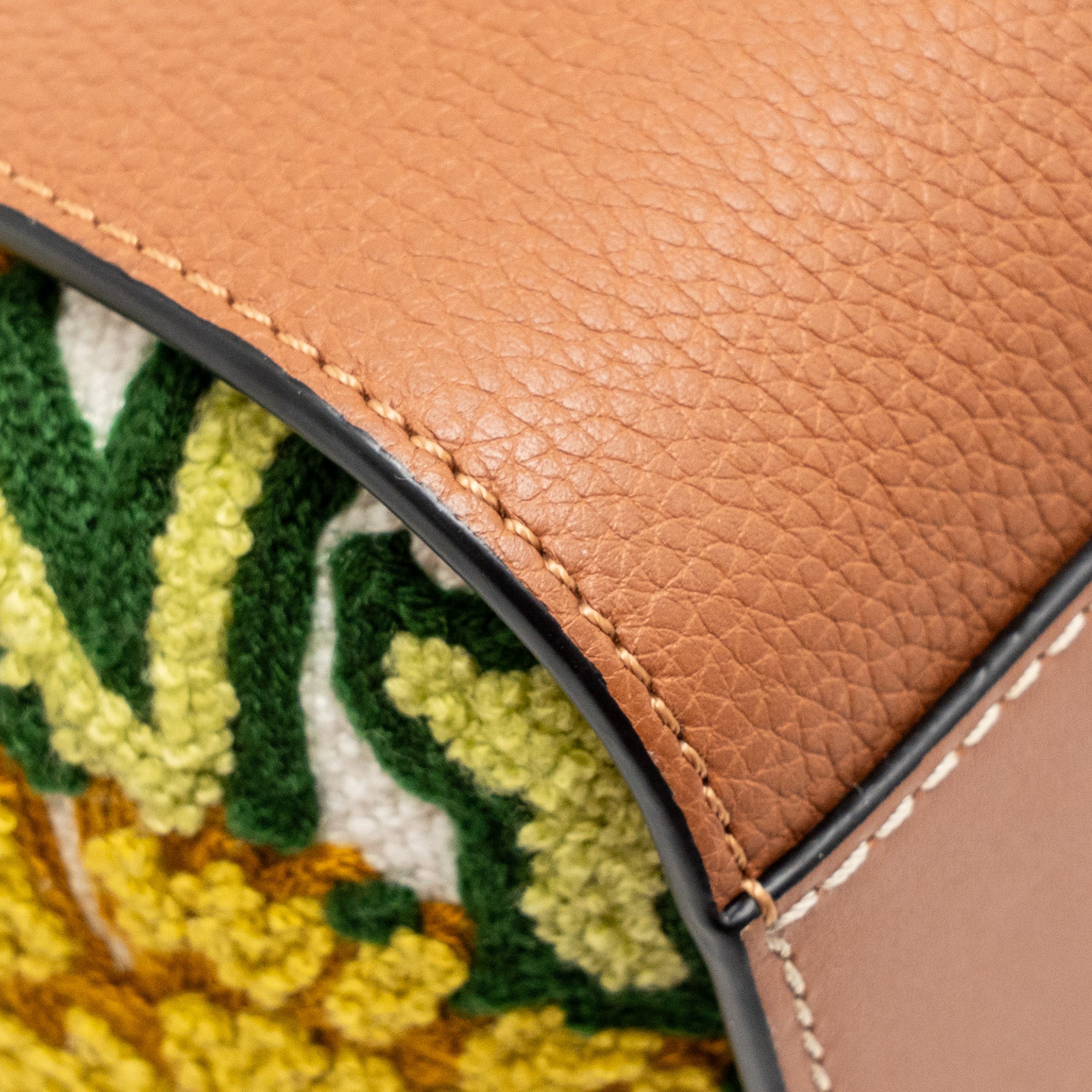 LOEWE X WILLIAM DE MORGAN MINI HAMMOCK FLORAL-EMBROIDERED SHOULDER BAG CALFSKIN TAN/ MULTICOLOUR GHW