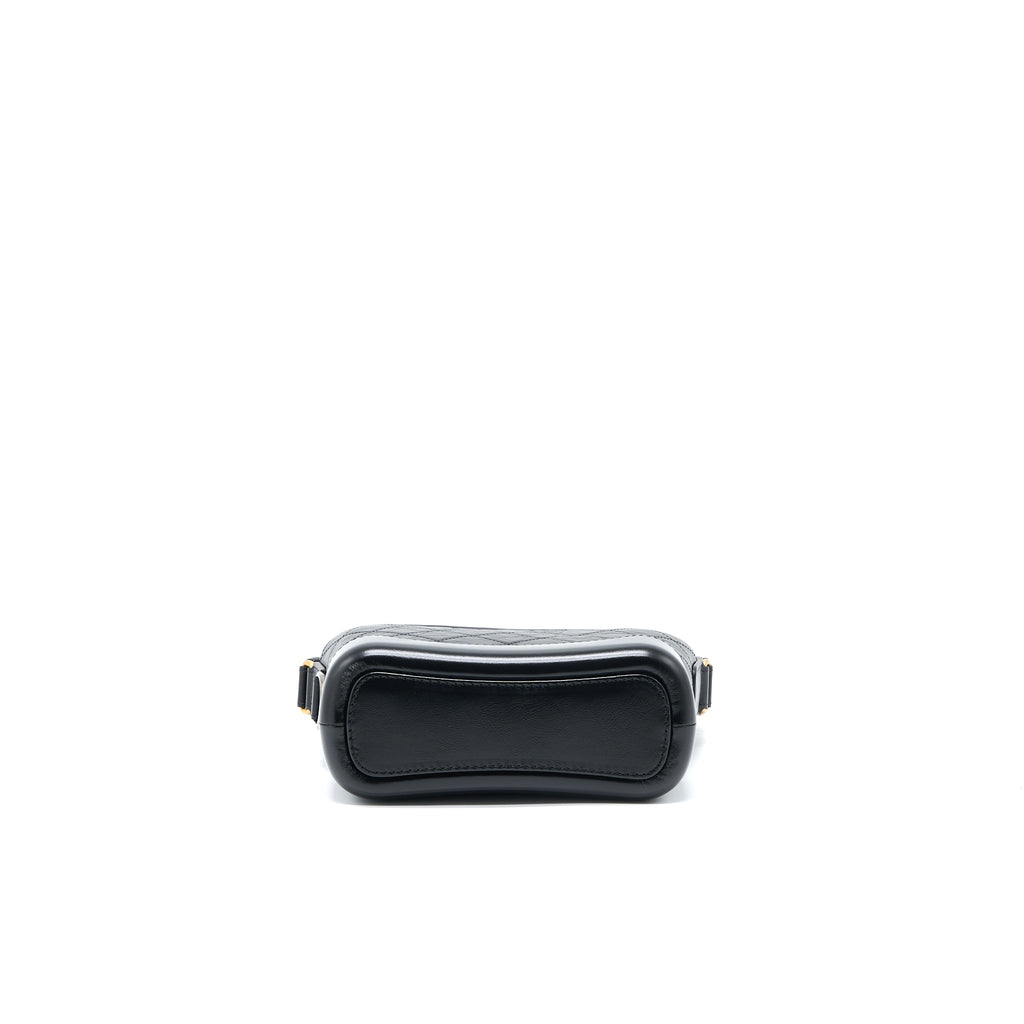 CHANEL SMALL GABRIELLE BAG AGED CALFSKIN BLACK MULTICOLOUR HARDWARE (MICROCHIP)
